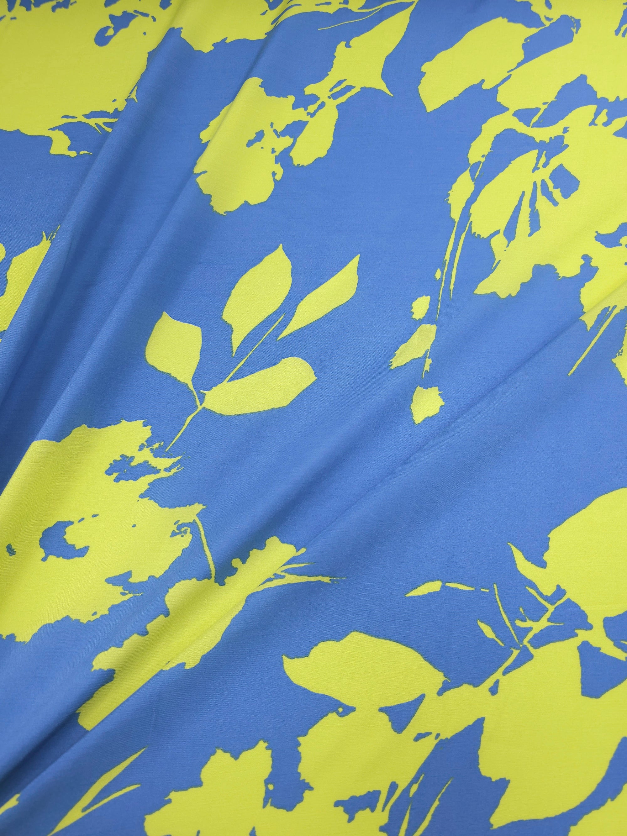 Lime/Blue Petal Flower Sketch Viscose