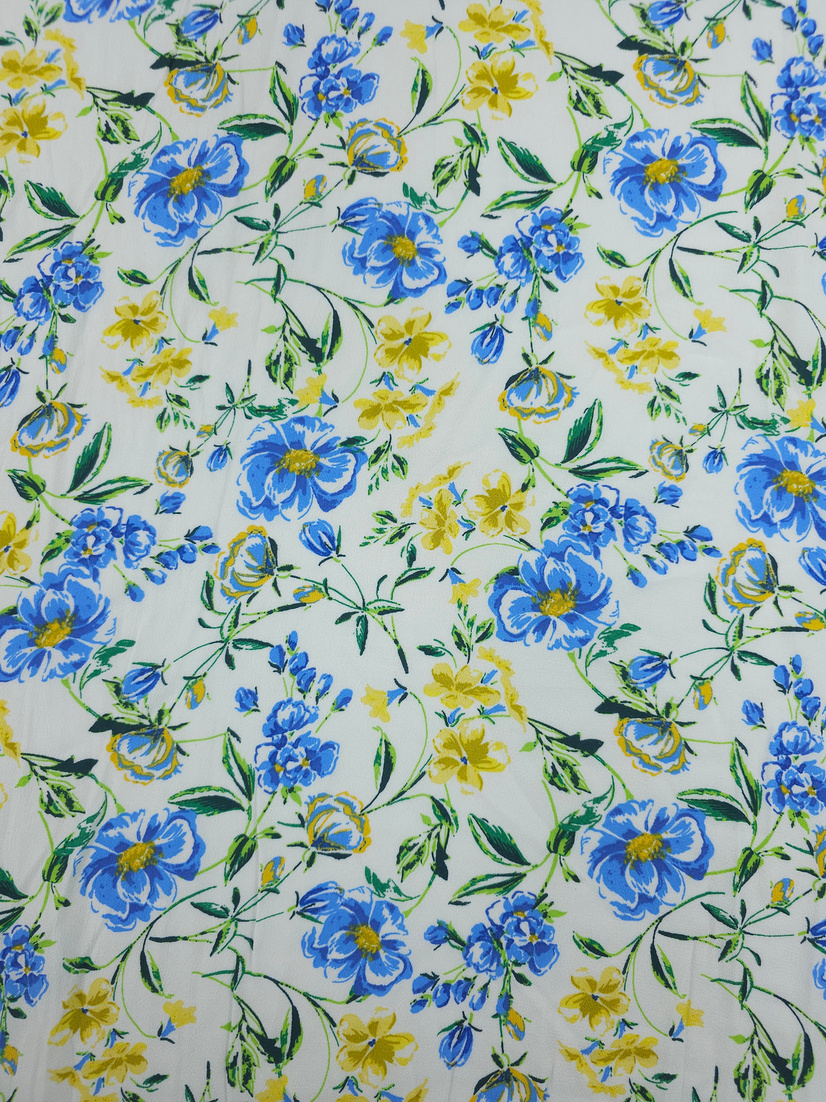 Blue/Yellow Floral Vine Viscose Crepe - Walmart