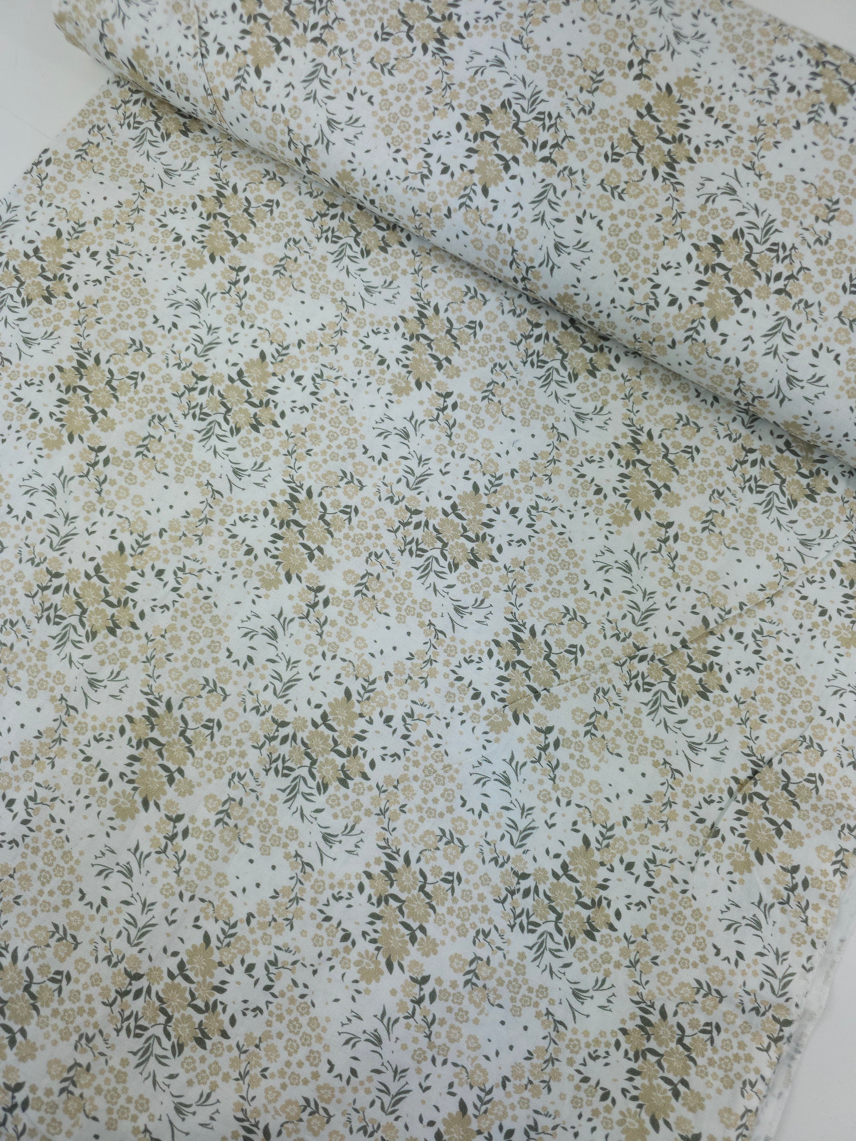 Beige/White Floral Party 100% Cotton