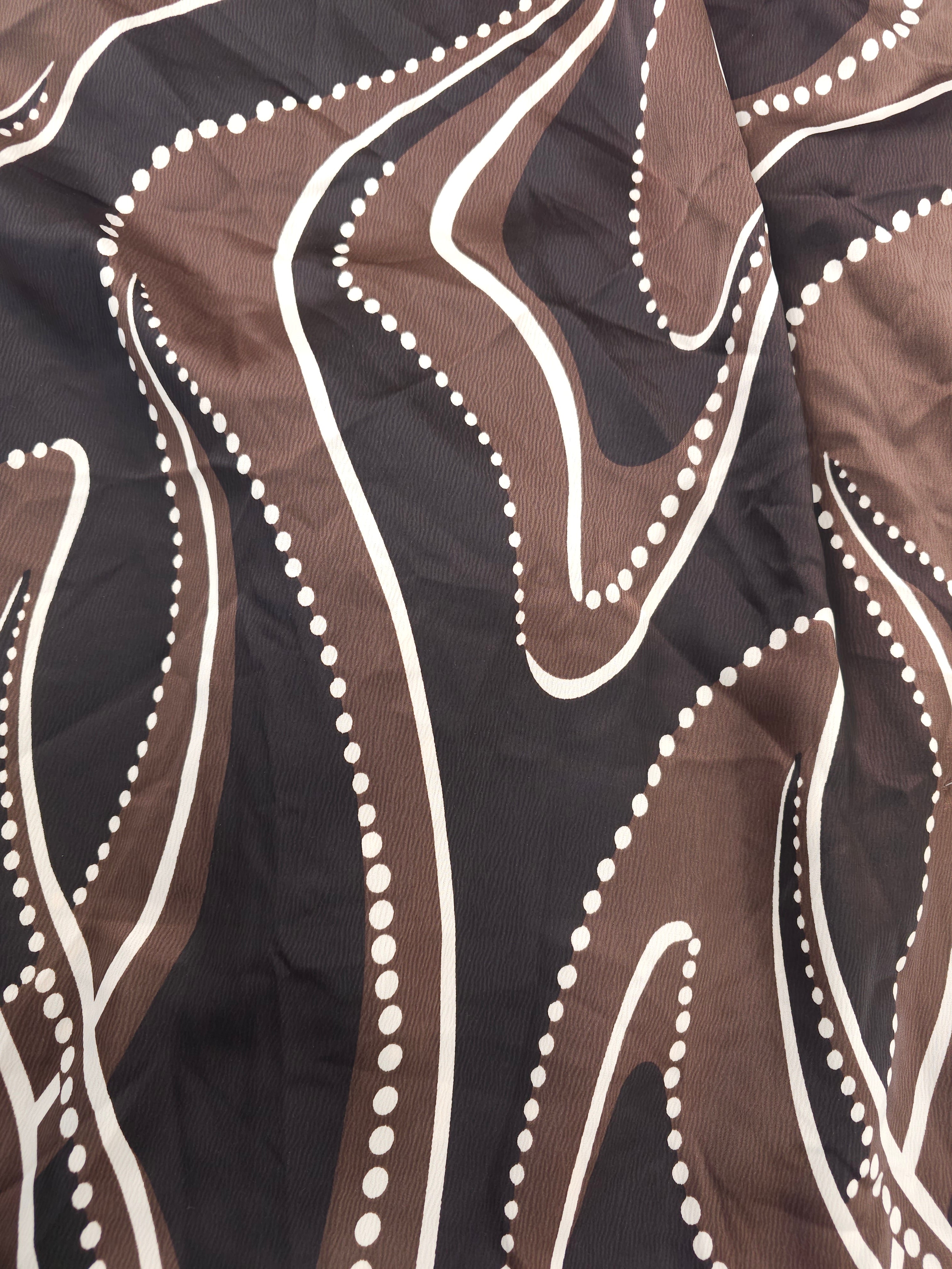 Brown dotted swirl Viscose sateen- 2.7m piece