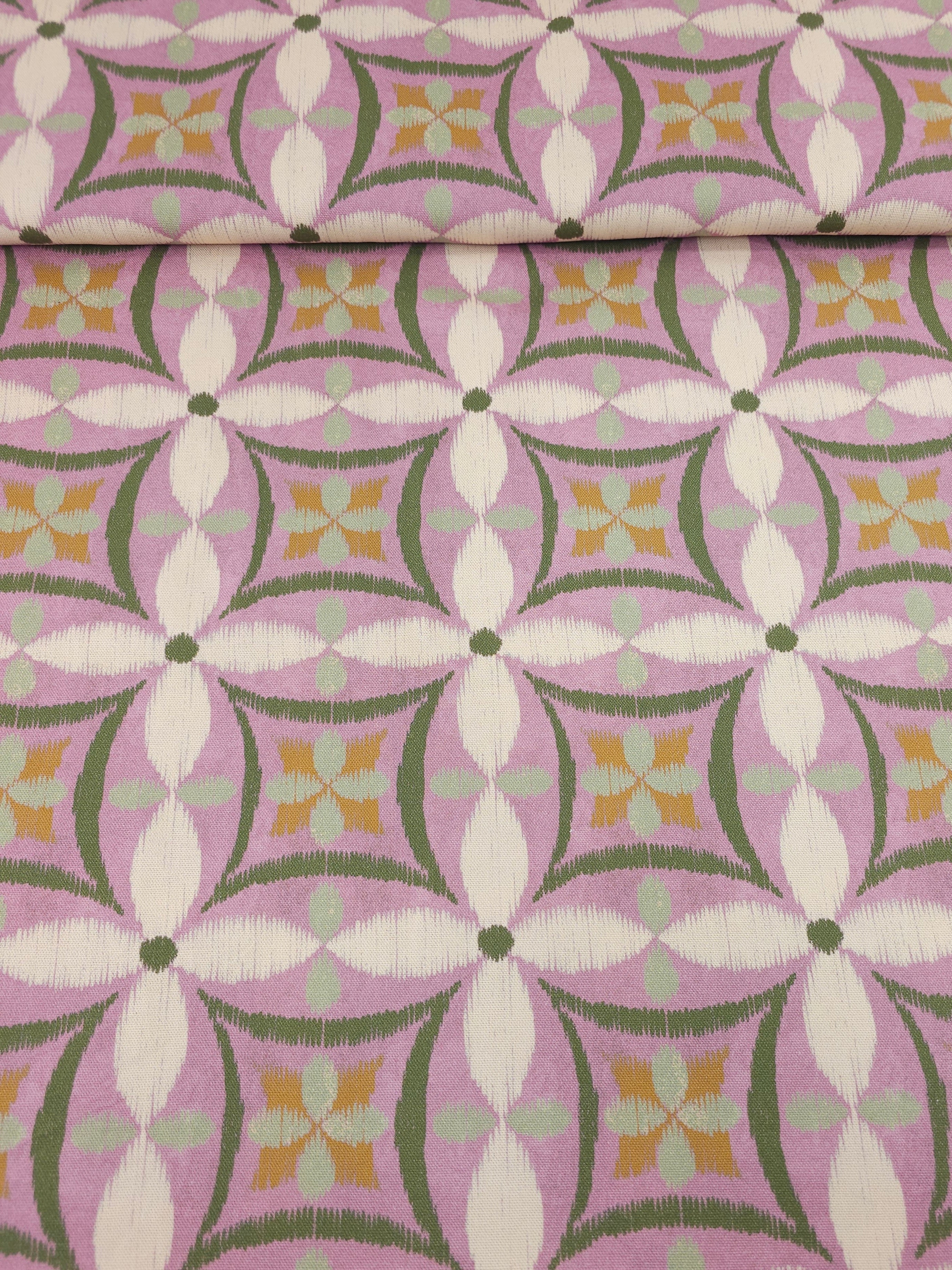 Warm Lilac/Olive Tapestry Abstract Lightweight Canvas Cotton