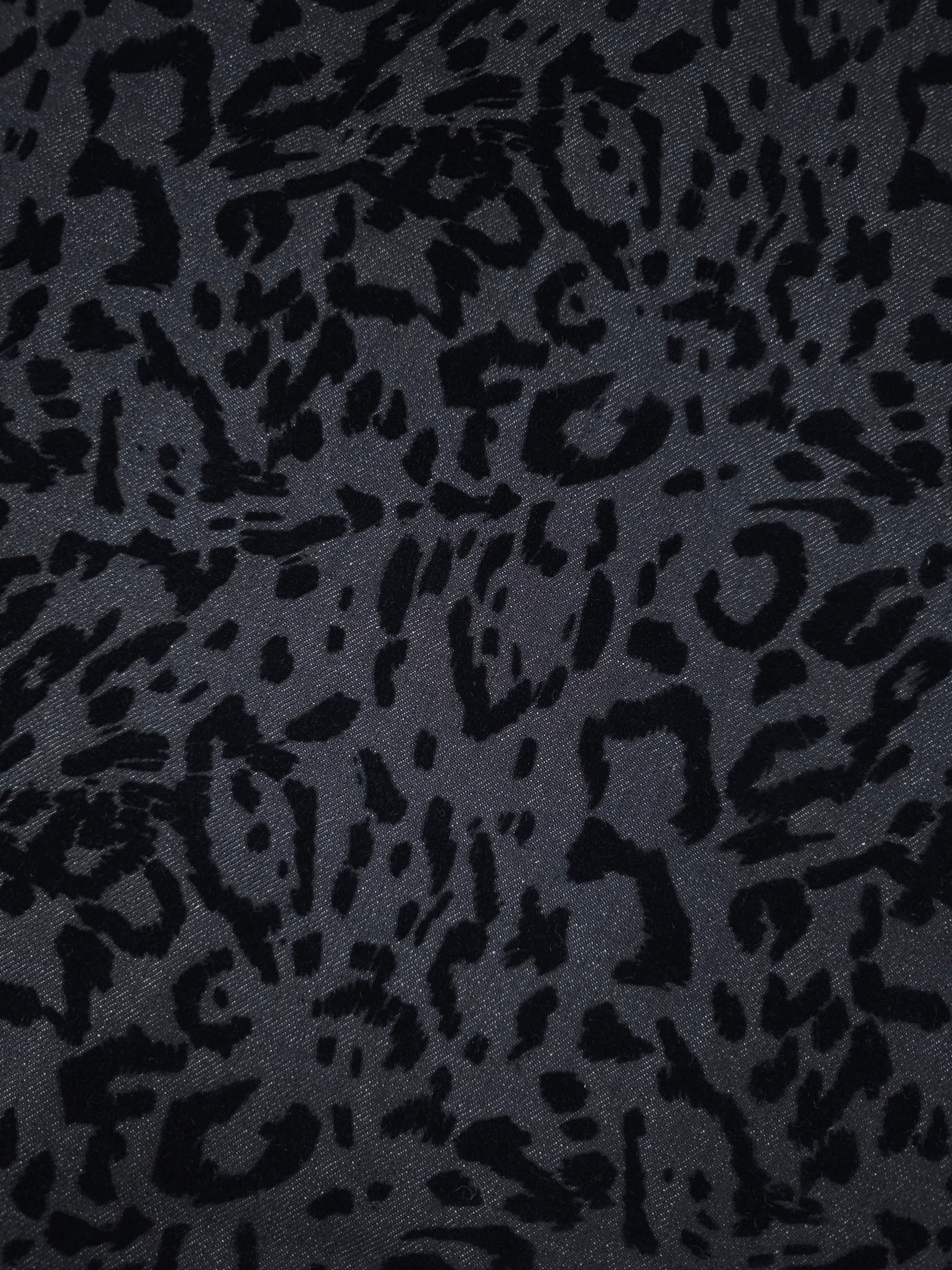 Charcoal Navy Leopard Velvet Burnout Denim