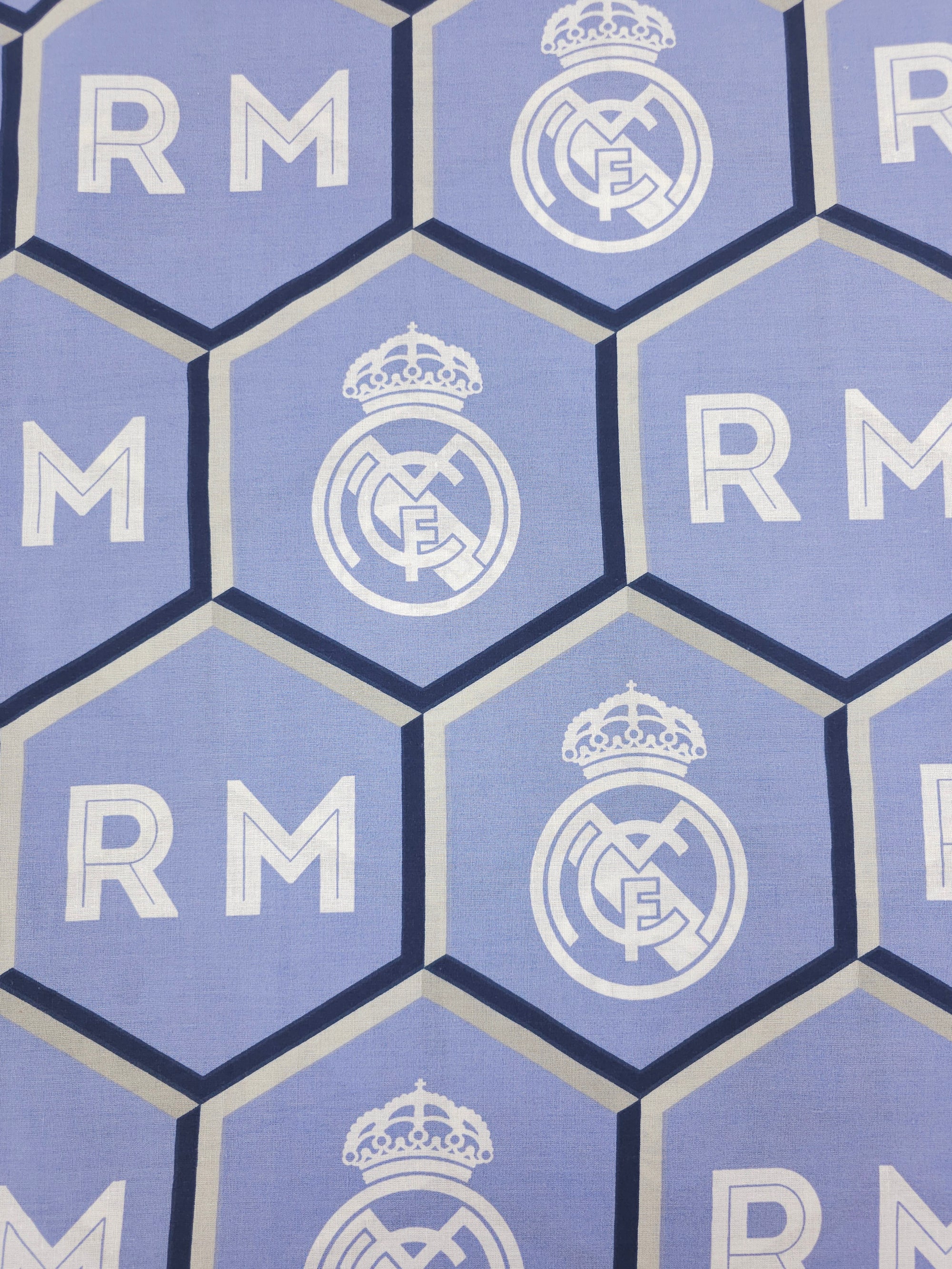 Real Madrid FC Emblem Hexagon 100% Cotton Football Fabric 94" *EXTRA WIDE*