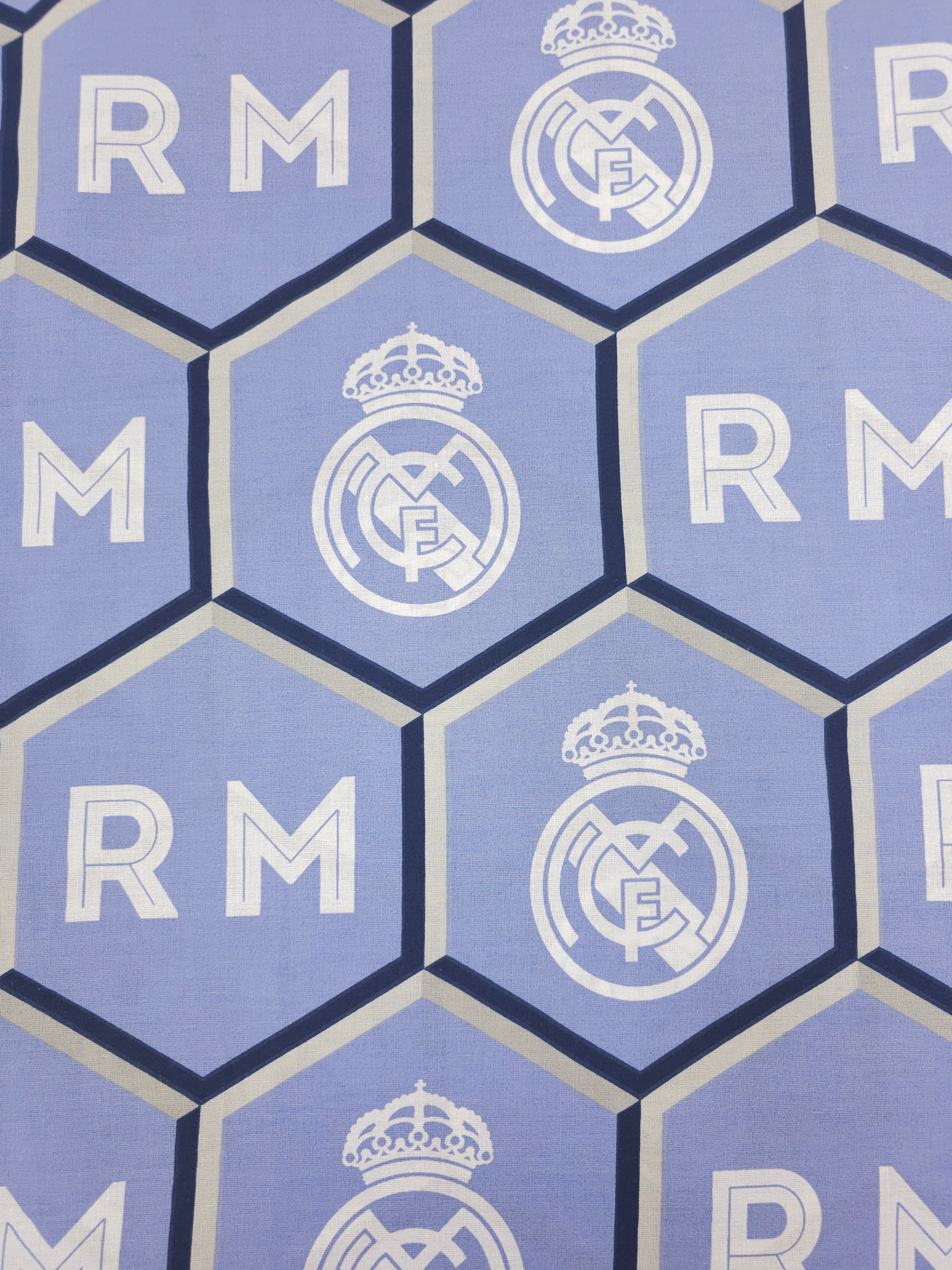 Real Madrid FC Emblem Hexagon 100% Cotton Football Fabric 94" *EXTRA WIDE*