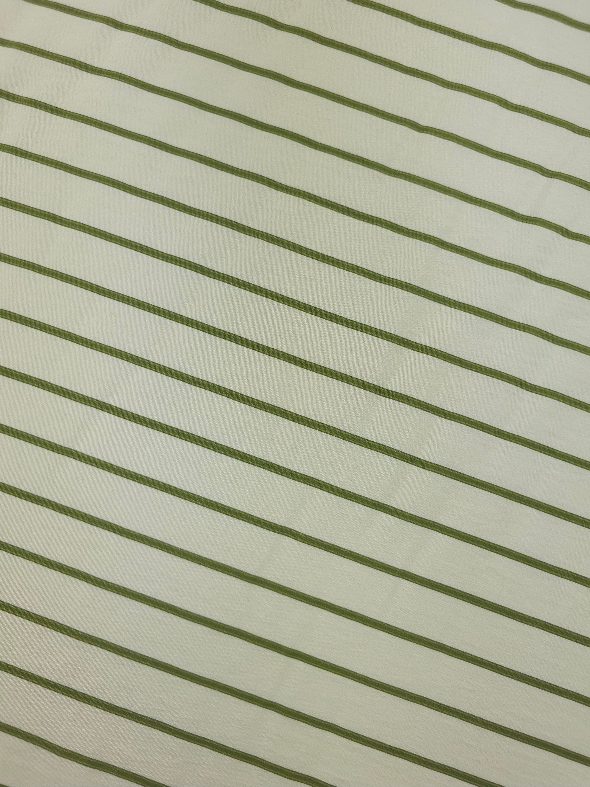 Sage/Ivory Stripe Cotton Viscose