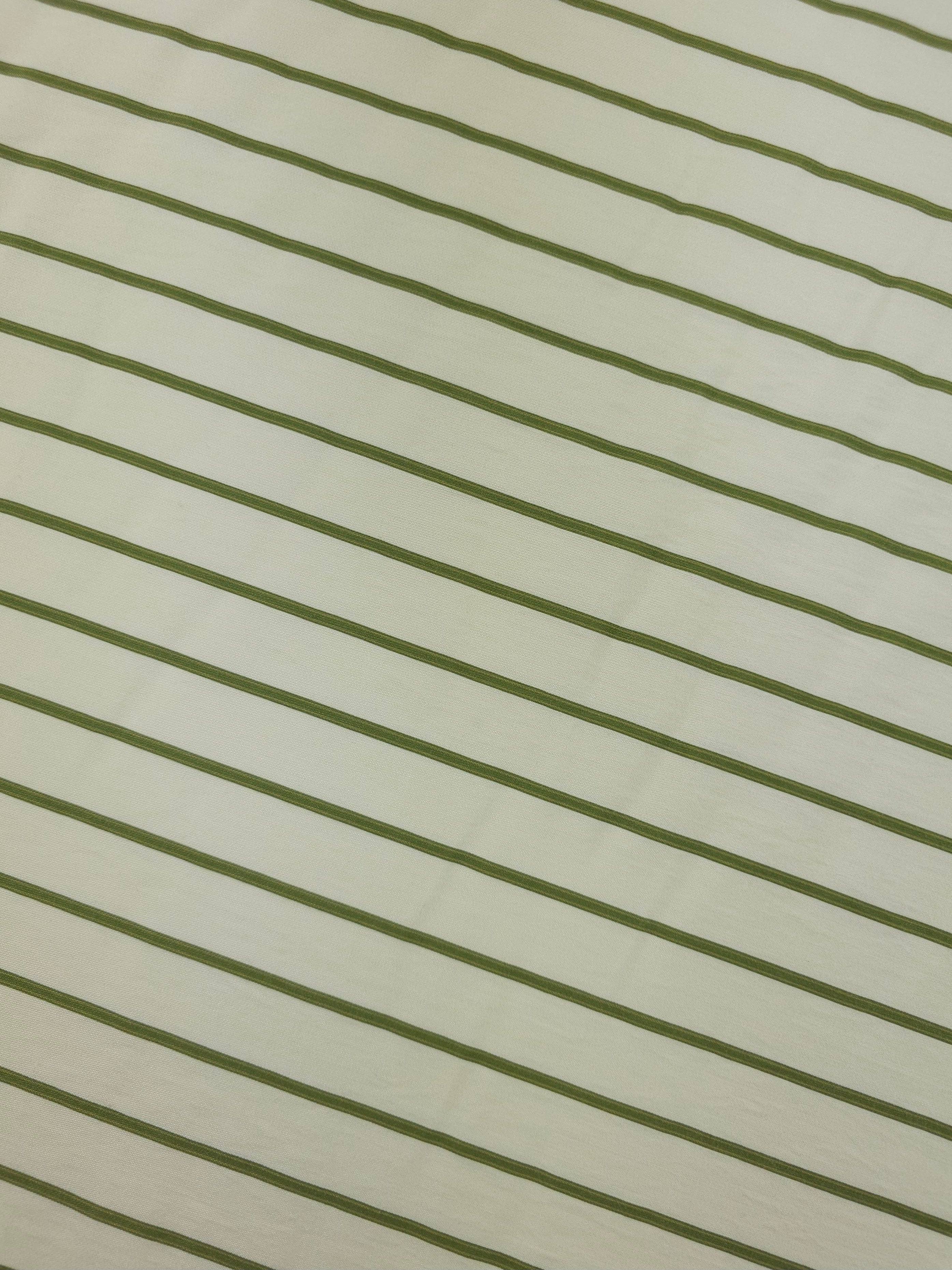 Sage/Ivory Stripe Cotton Viscose