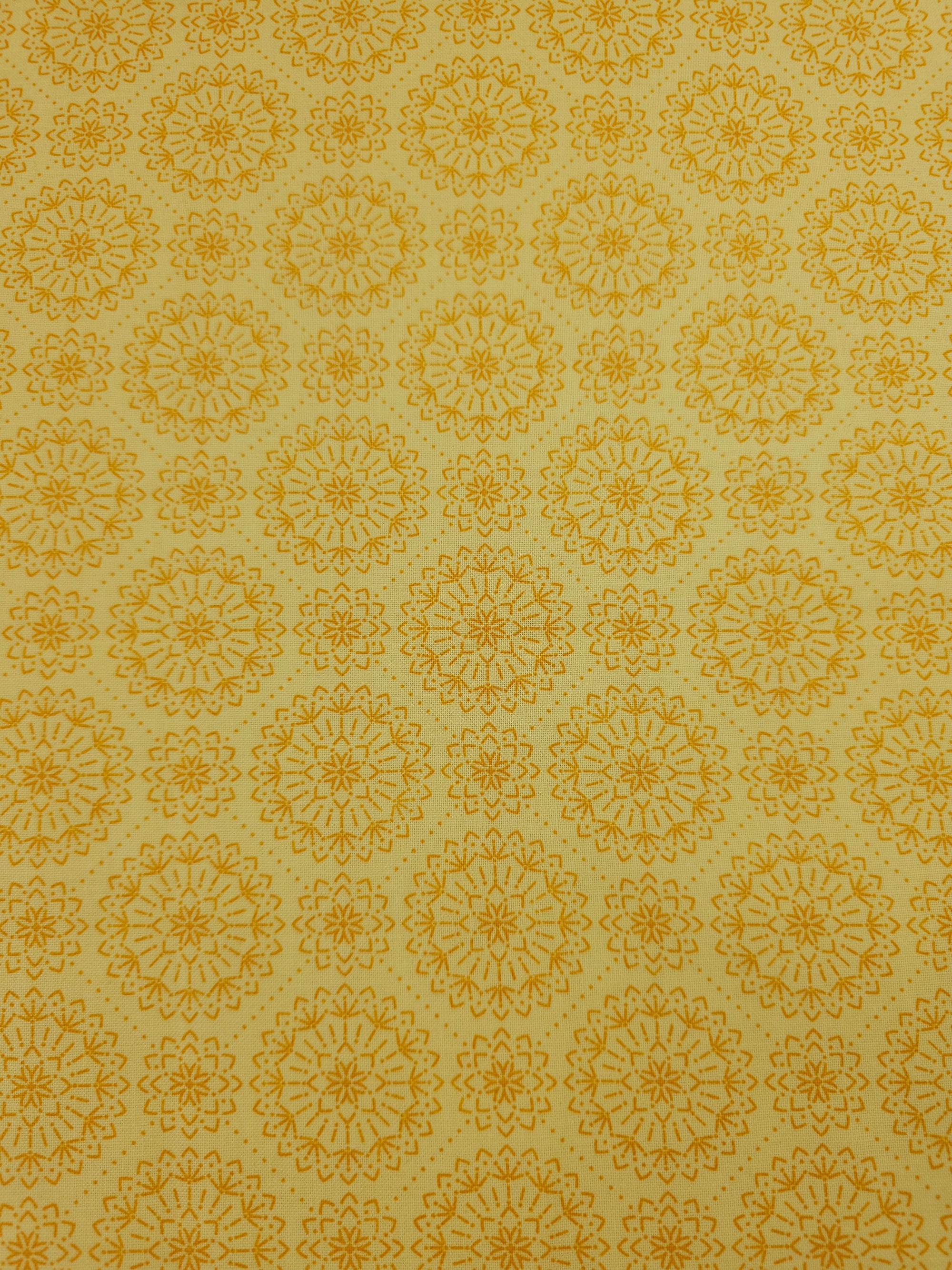 Sunshine Yellow Mandala Circle 100% Cotton - Benartex