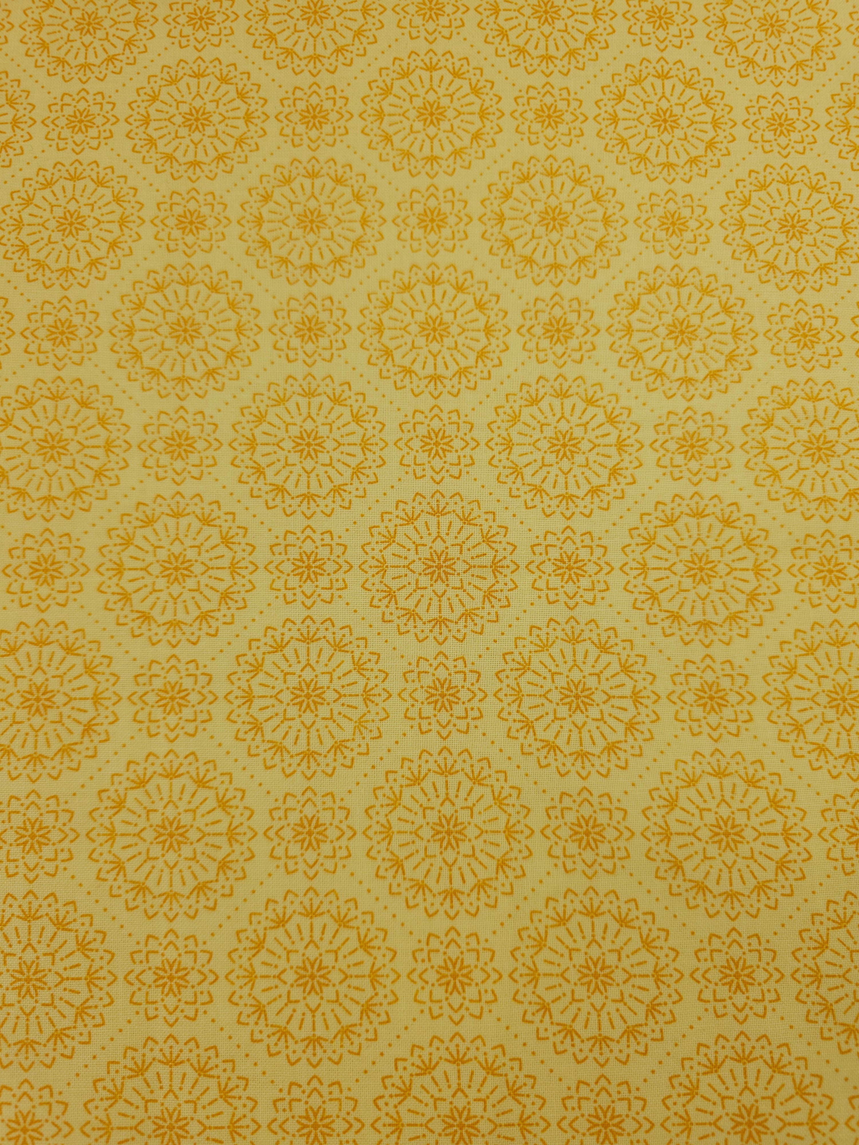 Sunshine Yellow Mandala Circle 100% Cotton - Benartex