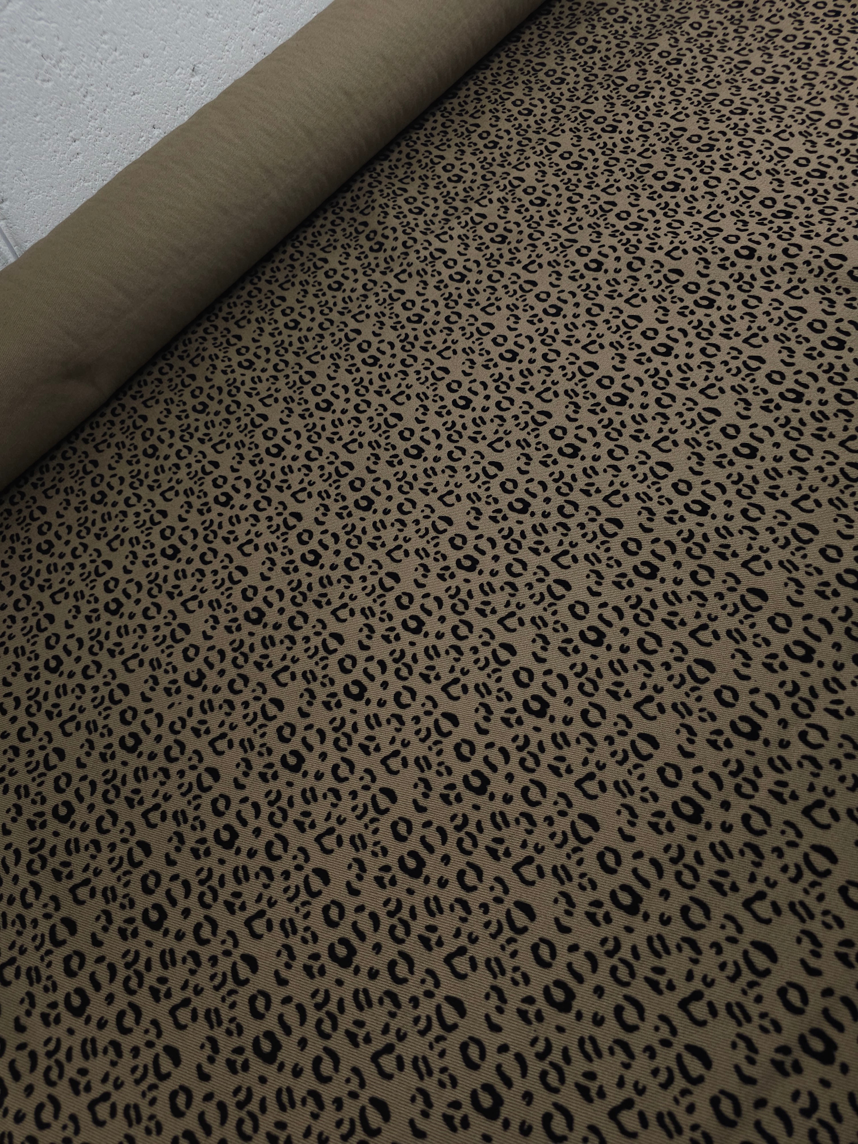 Tan Beige Ditsy Leopard Velvet Burnout Denim