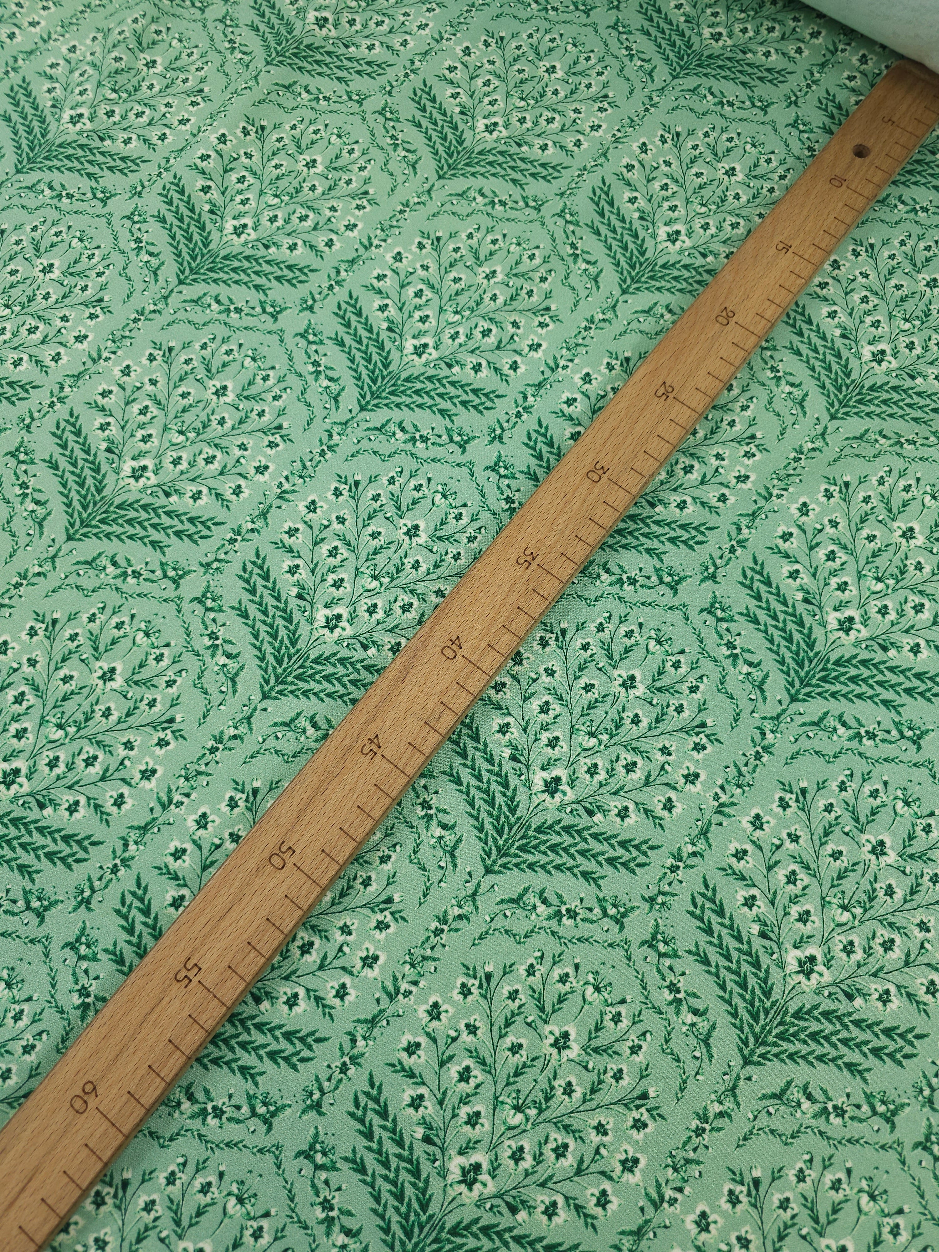 Minty Sage Green Flower Display Soft Cotton Stretch
