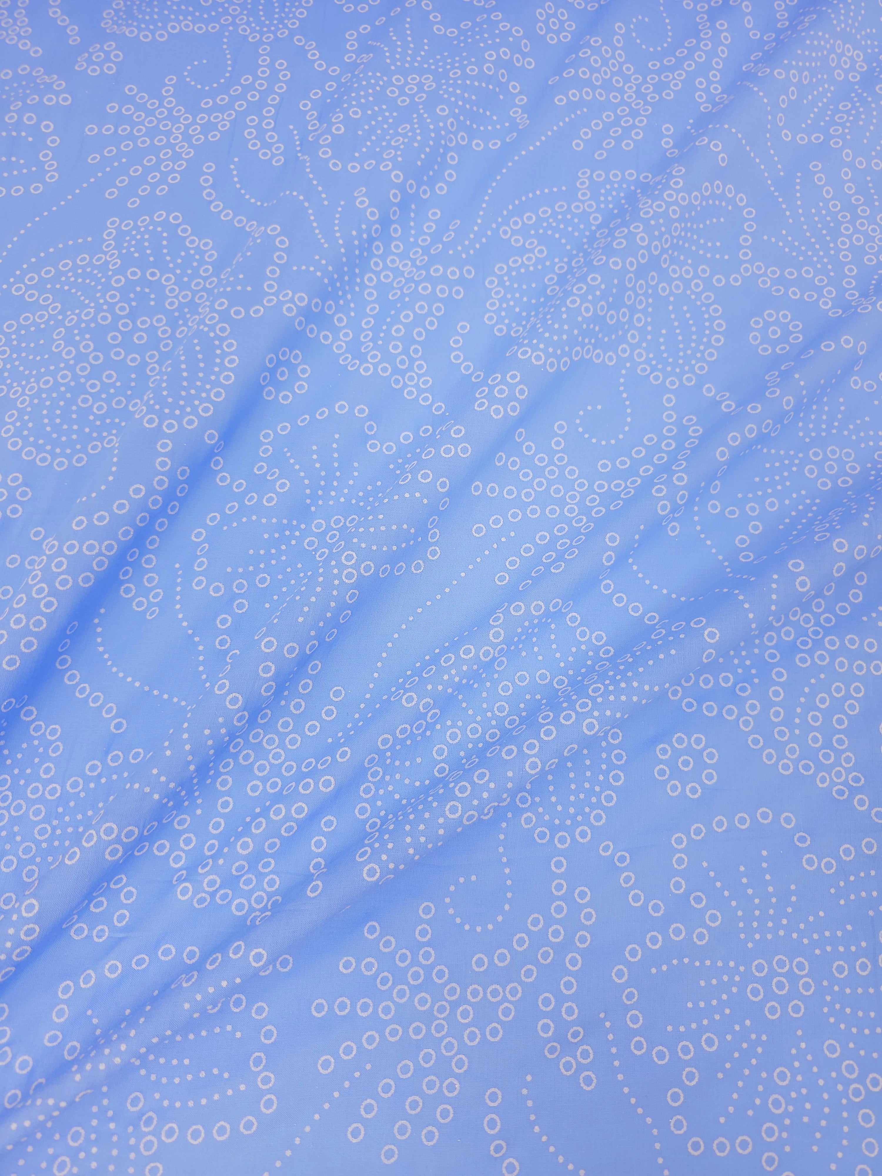 Cornflower Blue Laser Floral Lightweight Cotton *DEFECT*