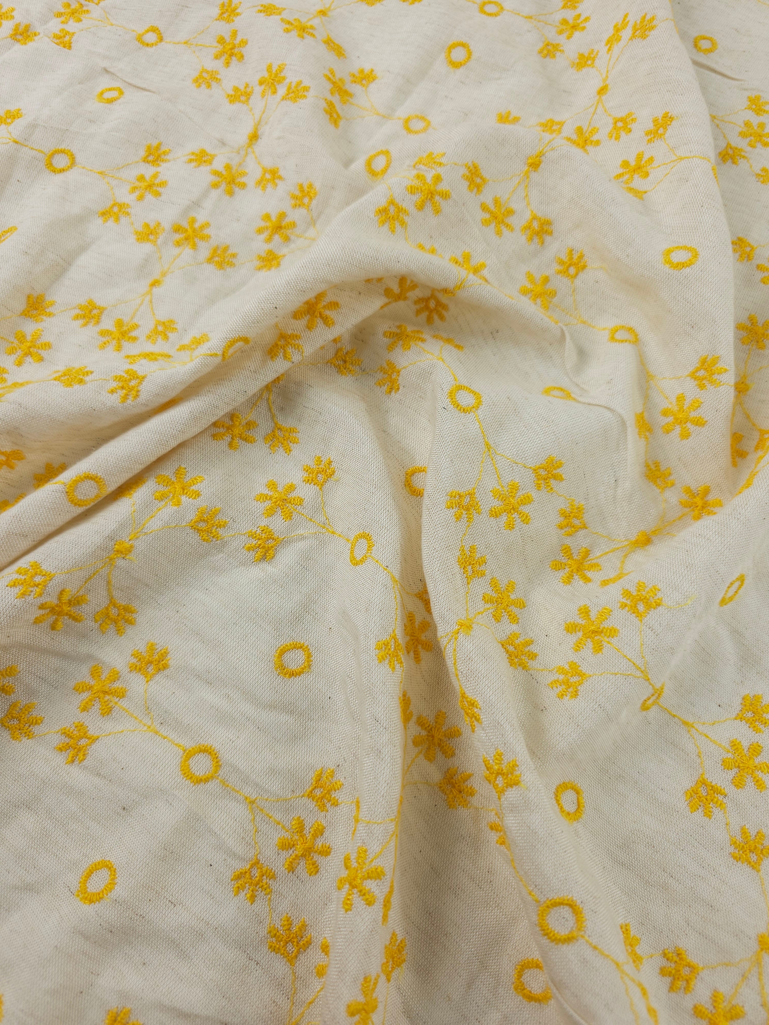 Marigold/Beige Tapestry Viscose Broderie Anglaise