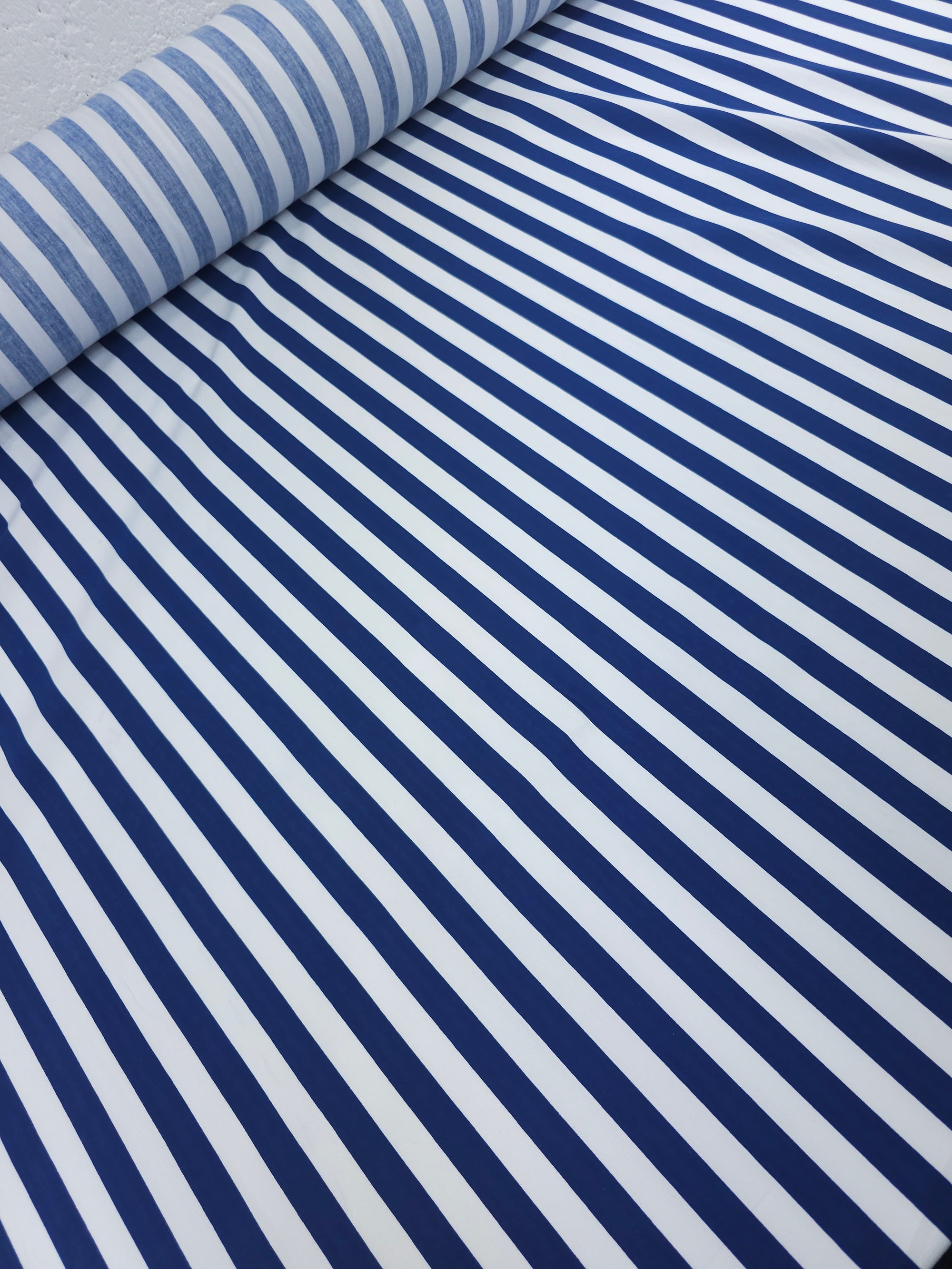 Blue/White Stripe Cotton Poplin