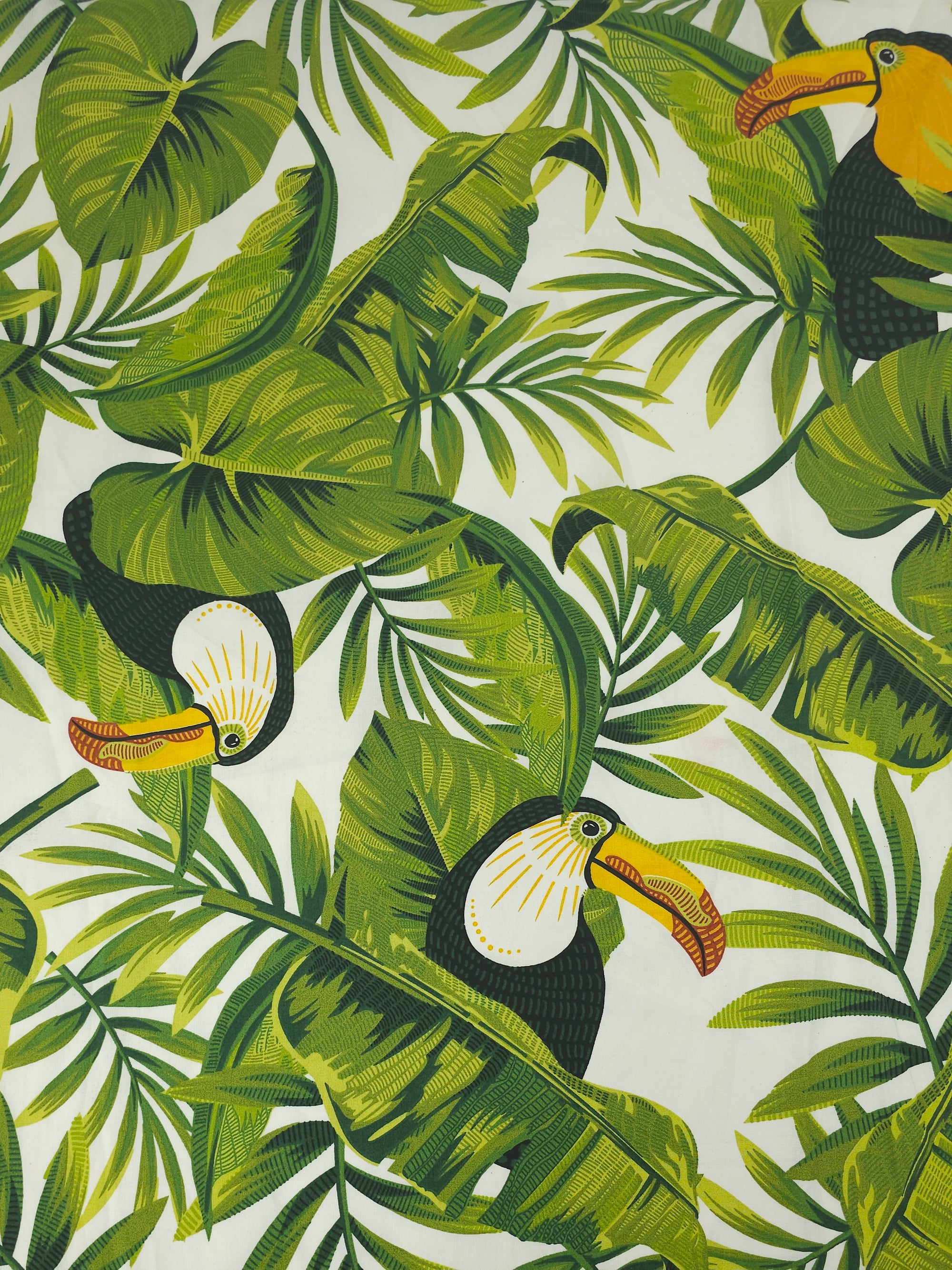 Tropical Leaf Toucan Cotton Poplin