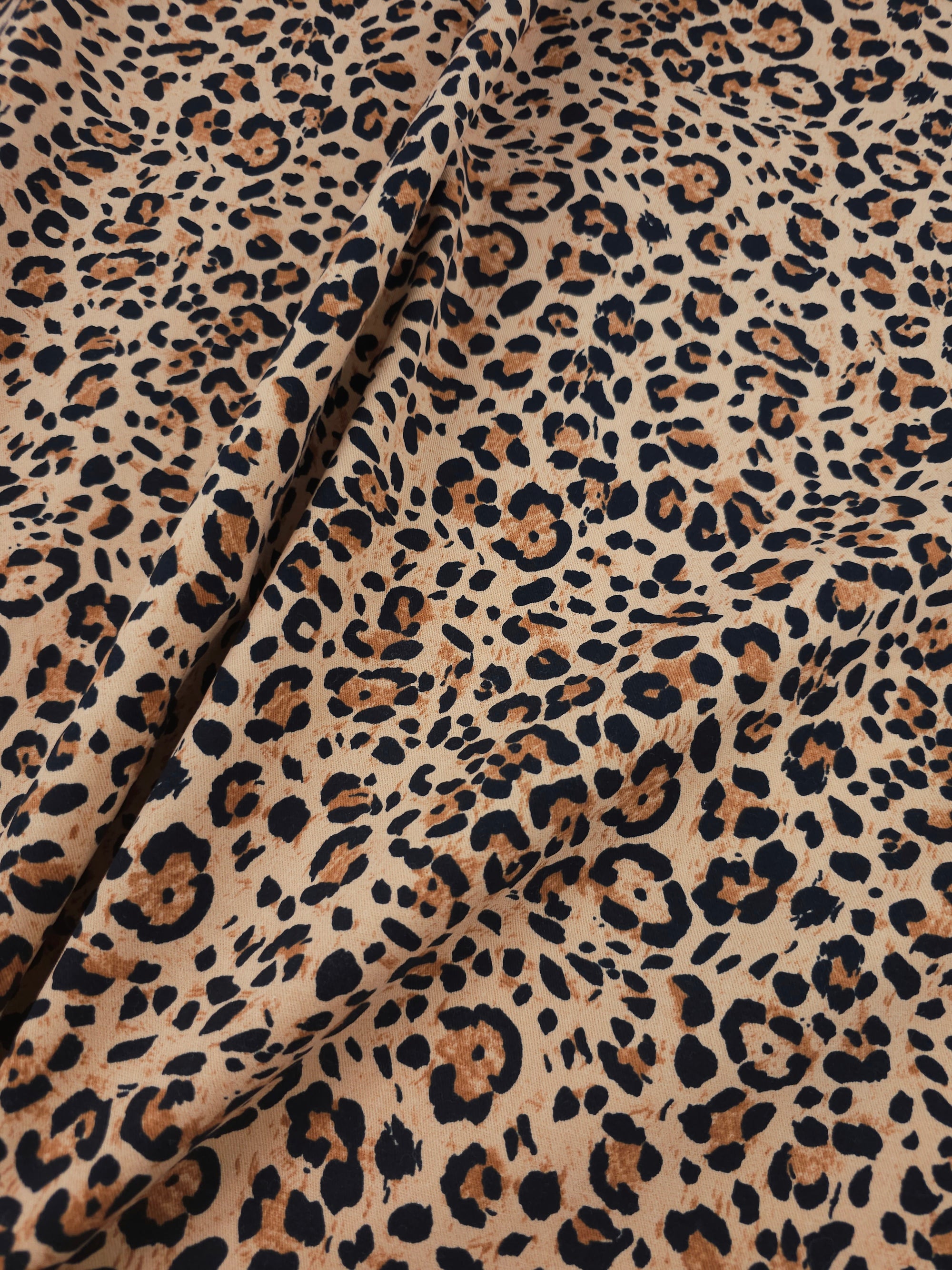 Orangey Peach Leopard Denim