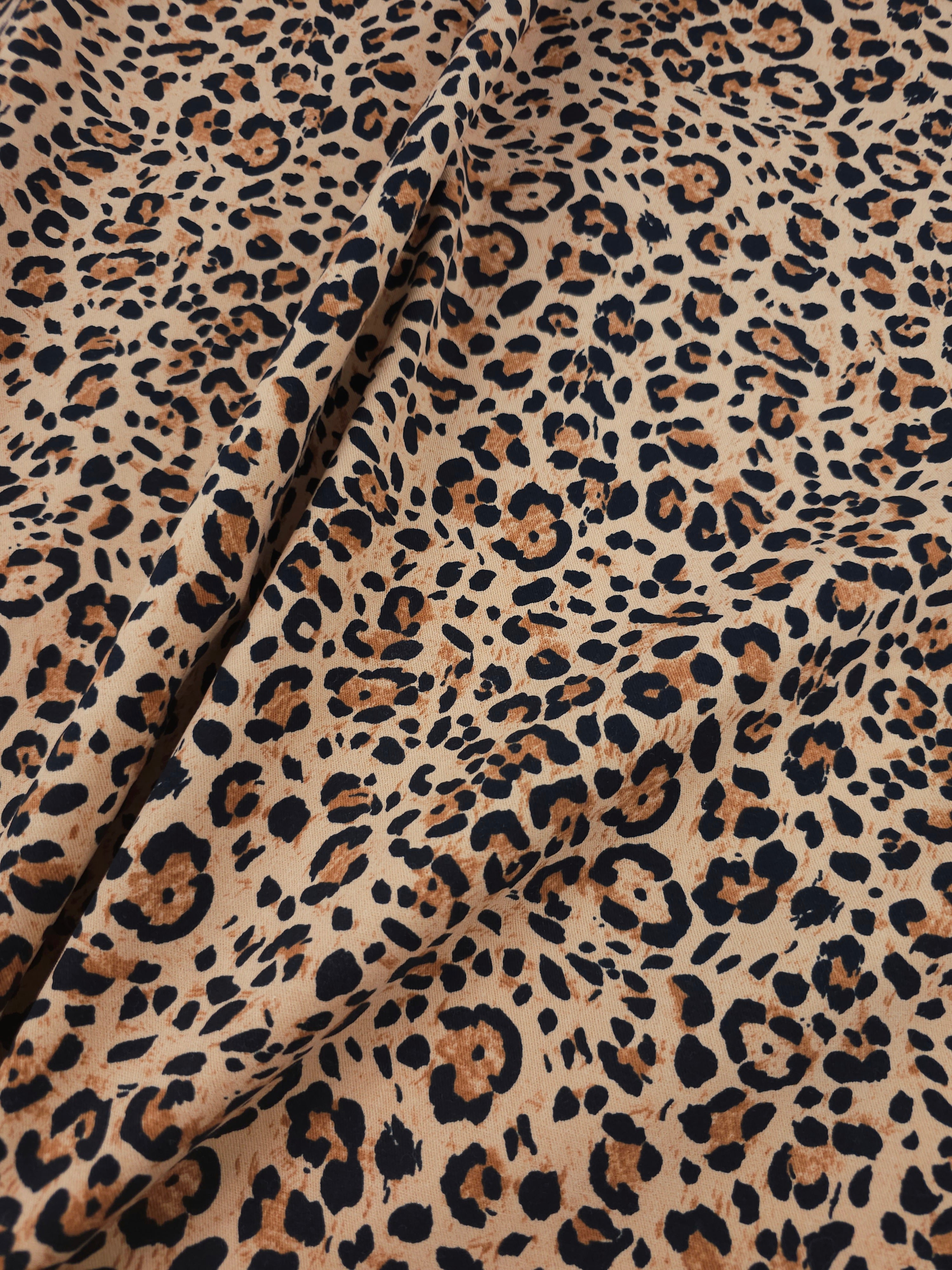 Orangey Peach Leopard Denim