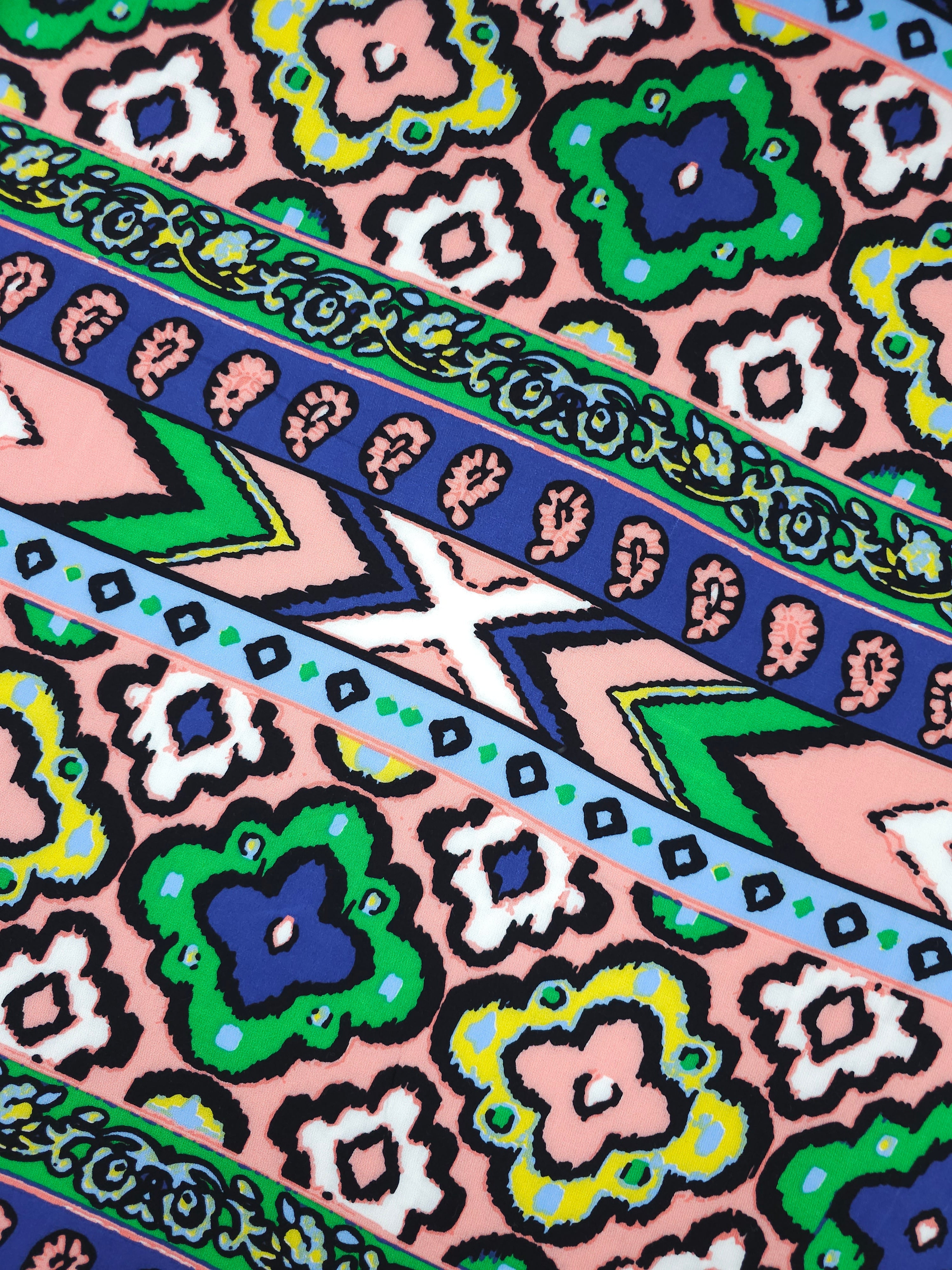 Quirky Tile Stripe Viscose Challis