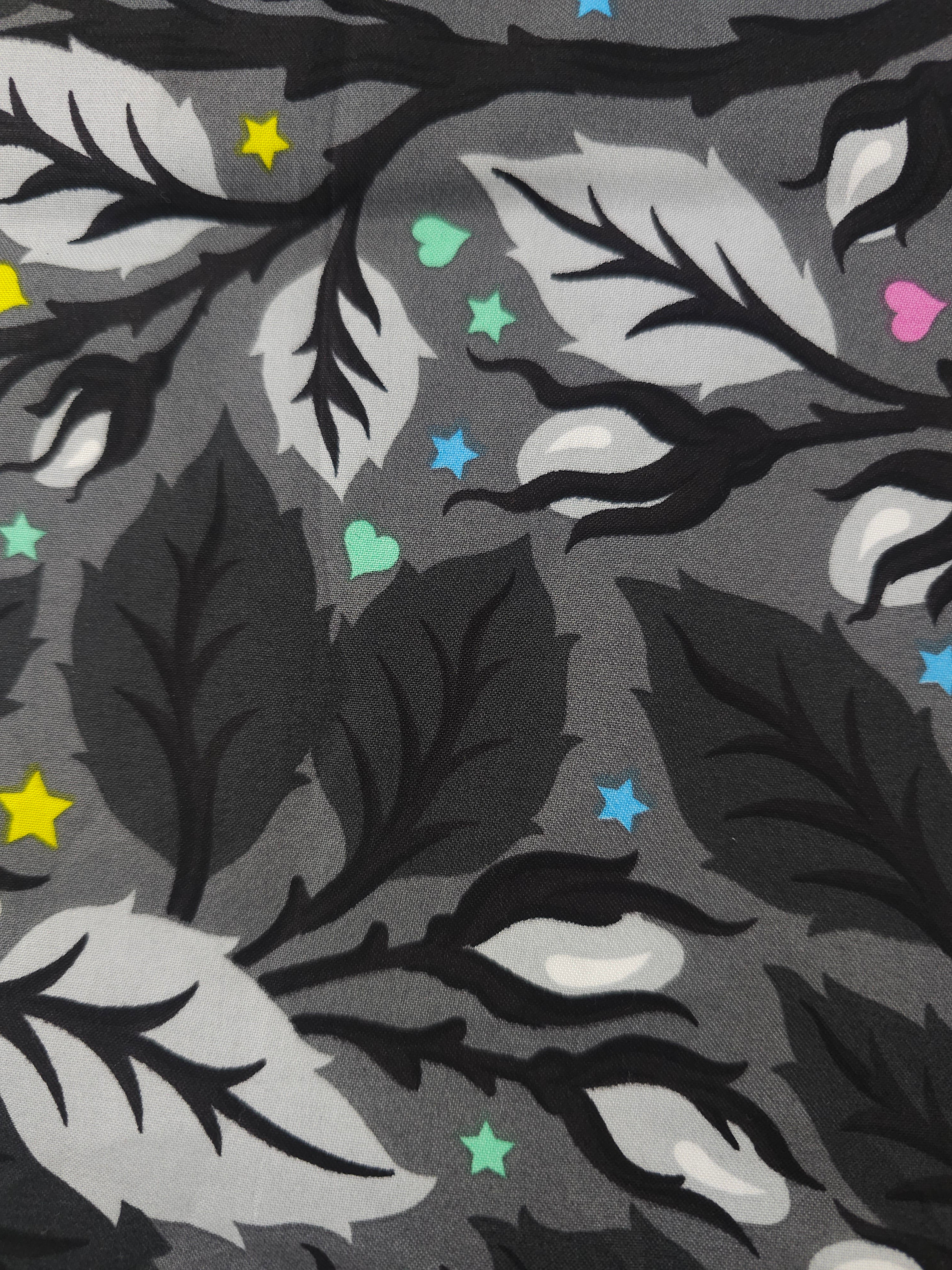 Dark grey rainbow thistle Cotton sateen- 1.8m piece