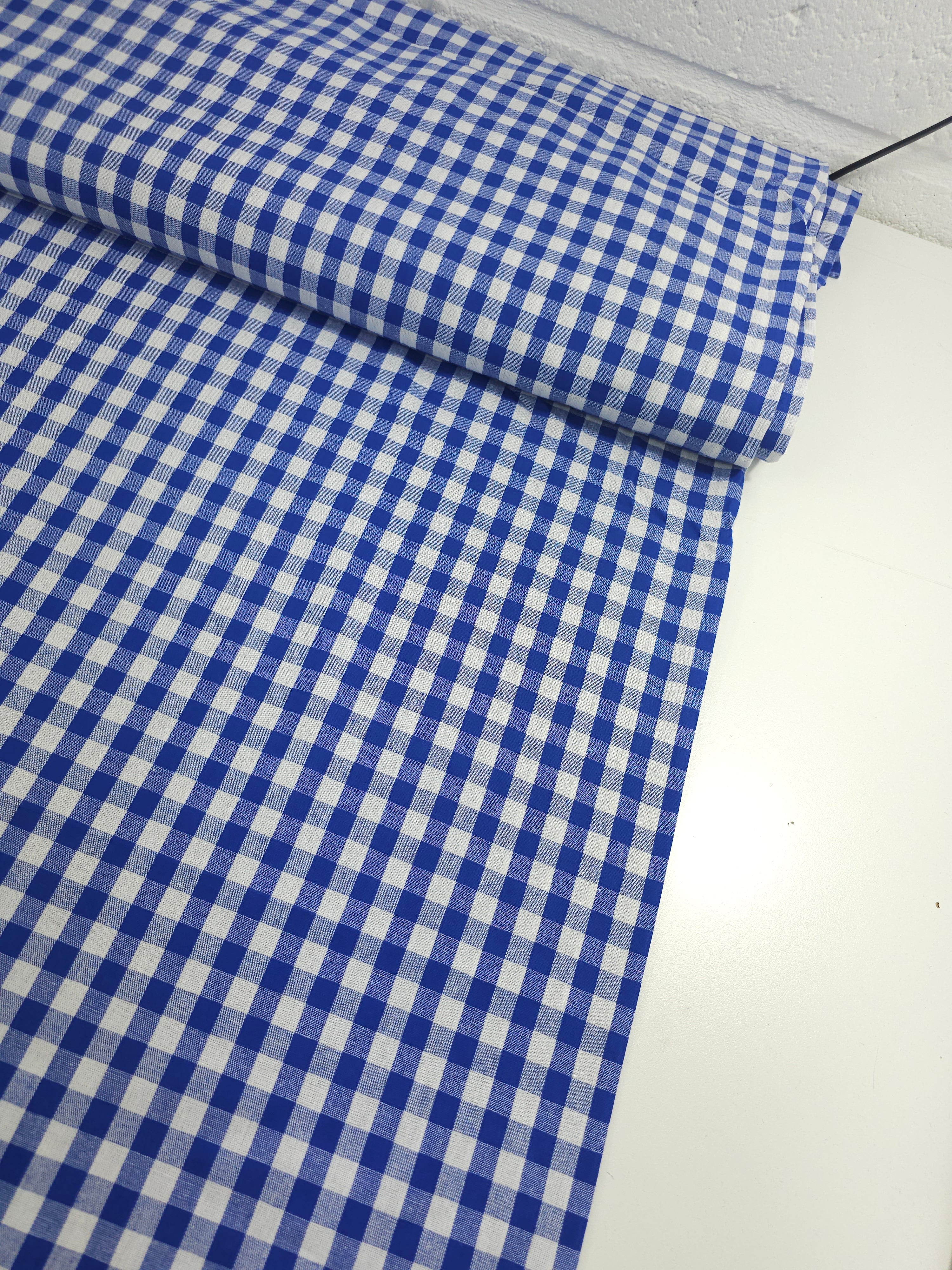 Cobalt Blue Gingham 100% Cotton
