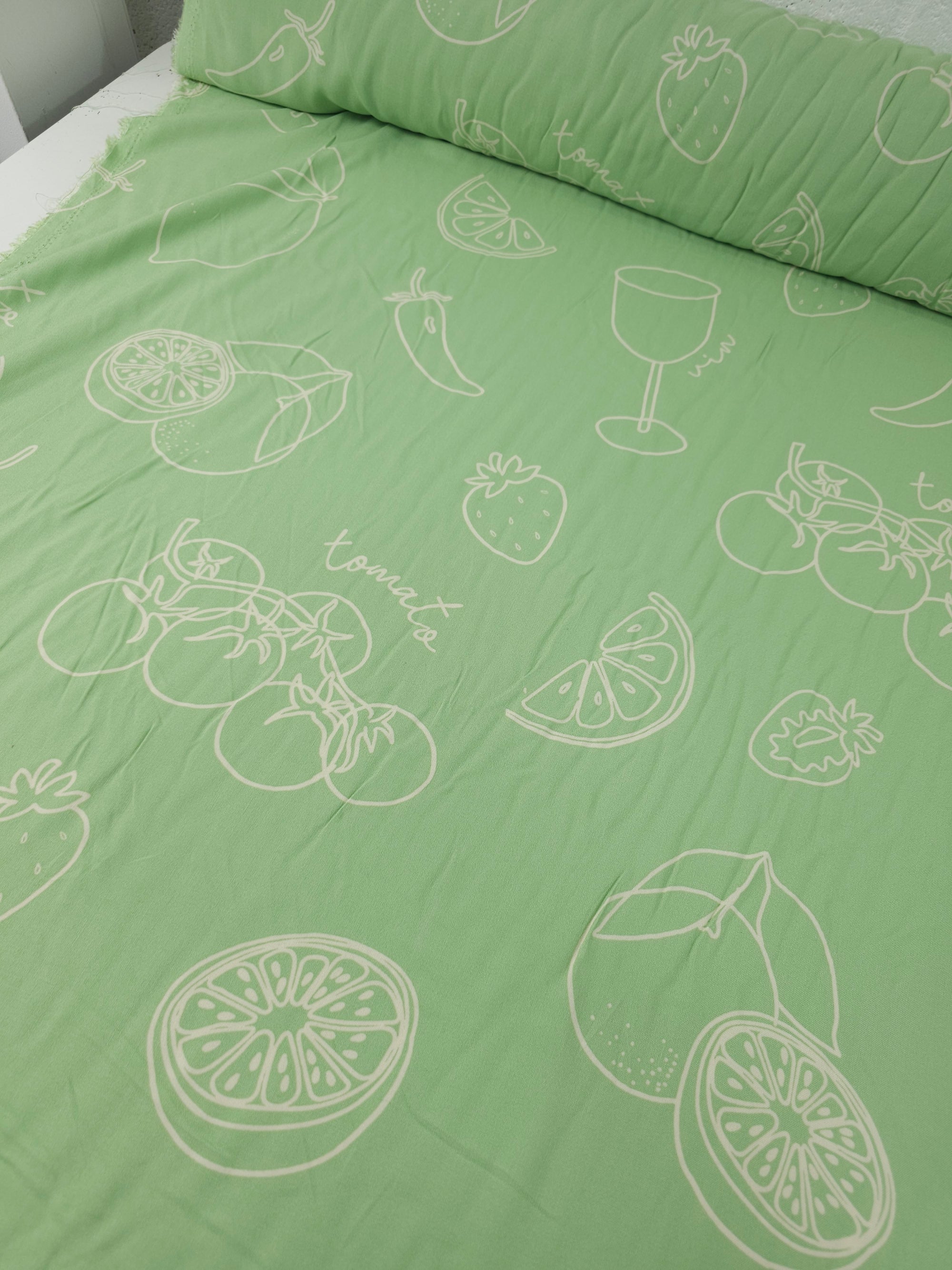Minty Sage Fruit Cocktail Viscose Challis