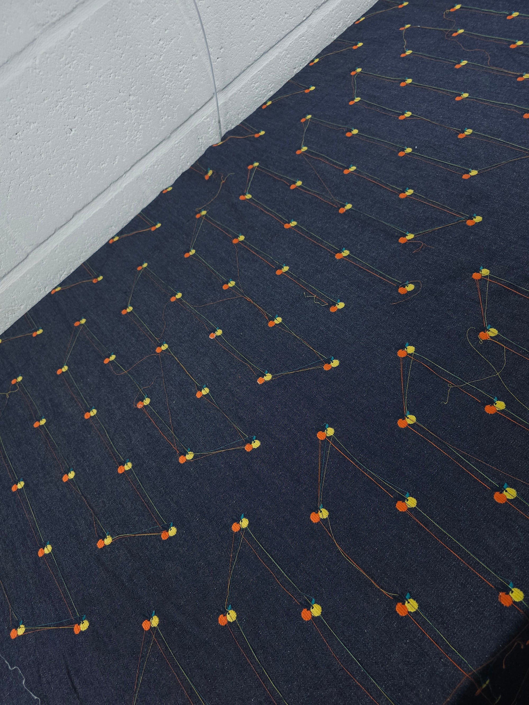 Lemon/Orange Embroidered Denim