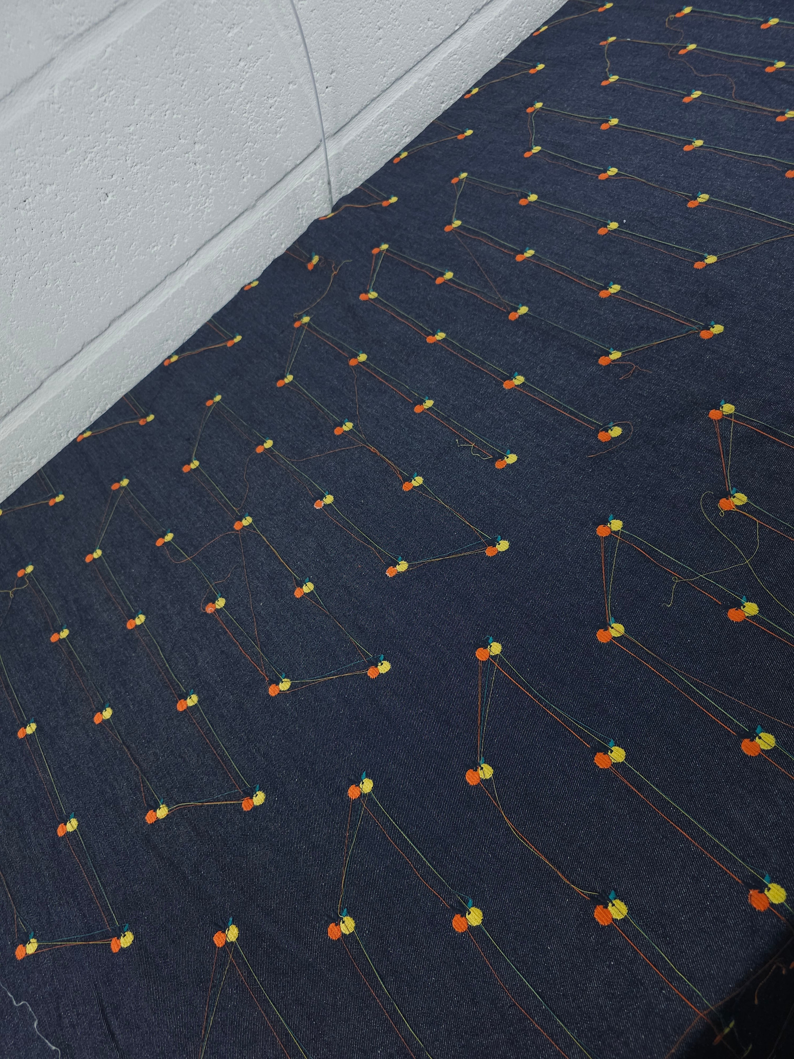 Lemon/Orange Embroidered Denim