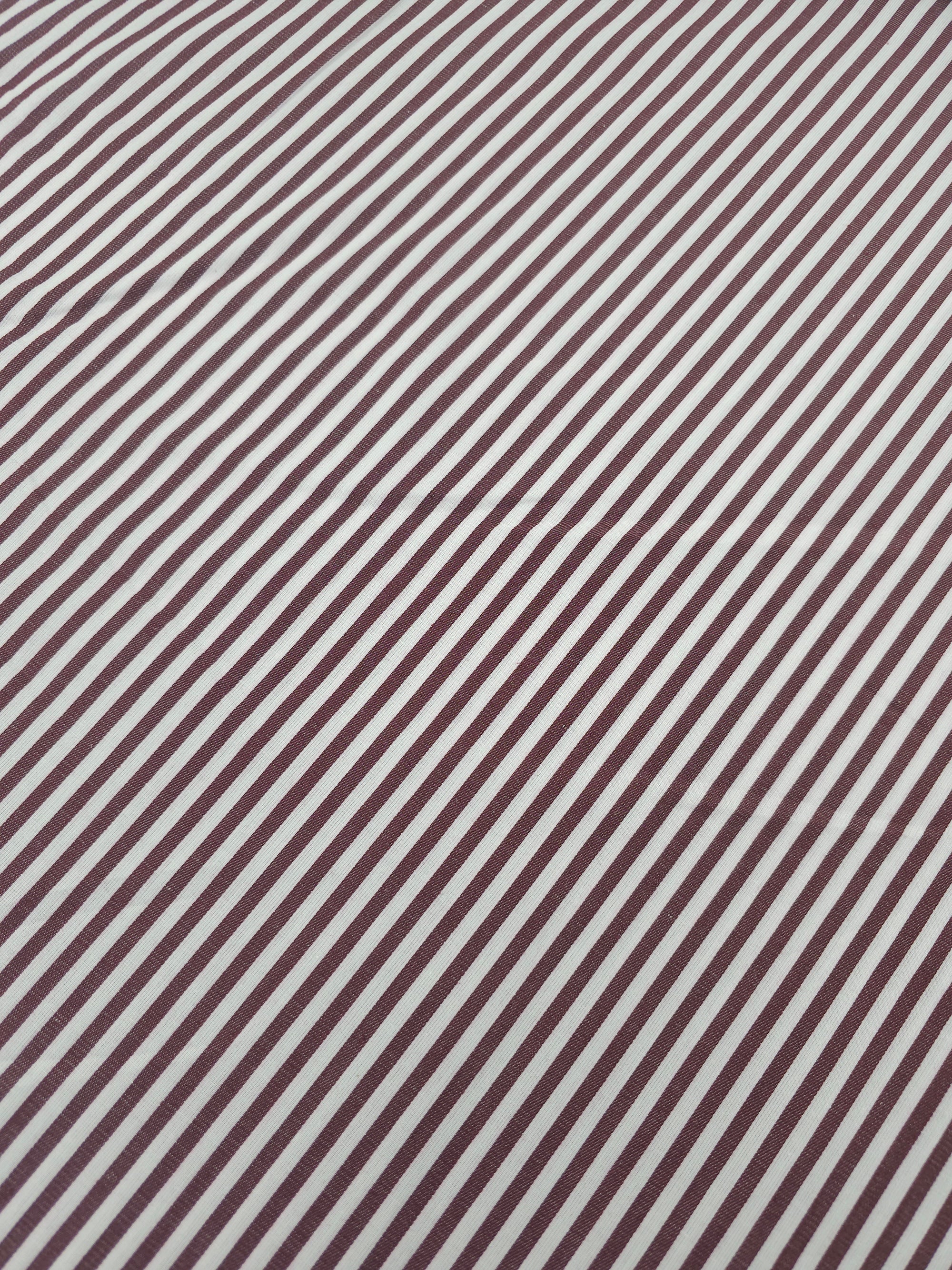 Burgundy White Stripe 100% Cotton