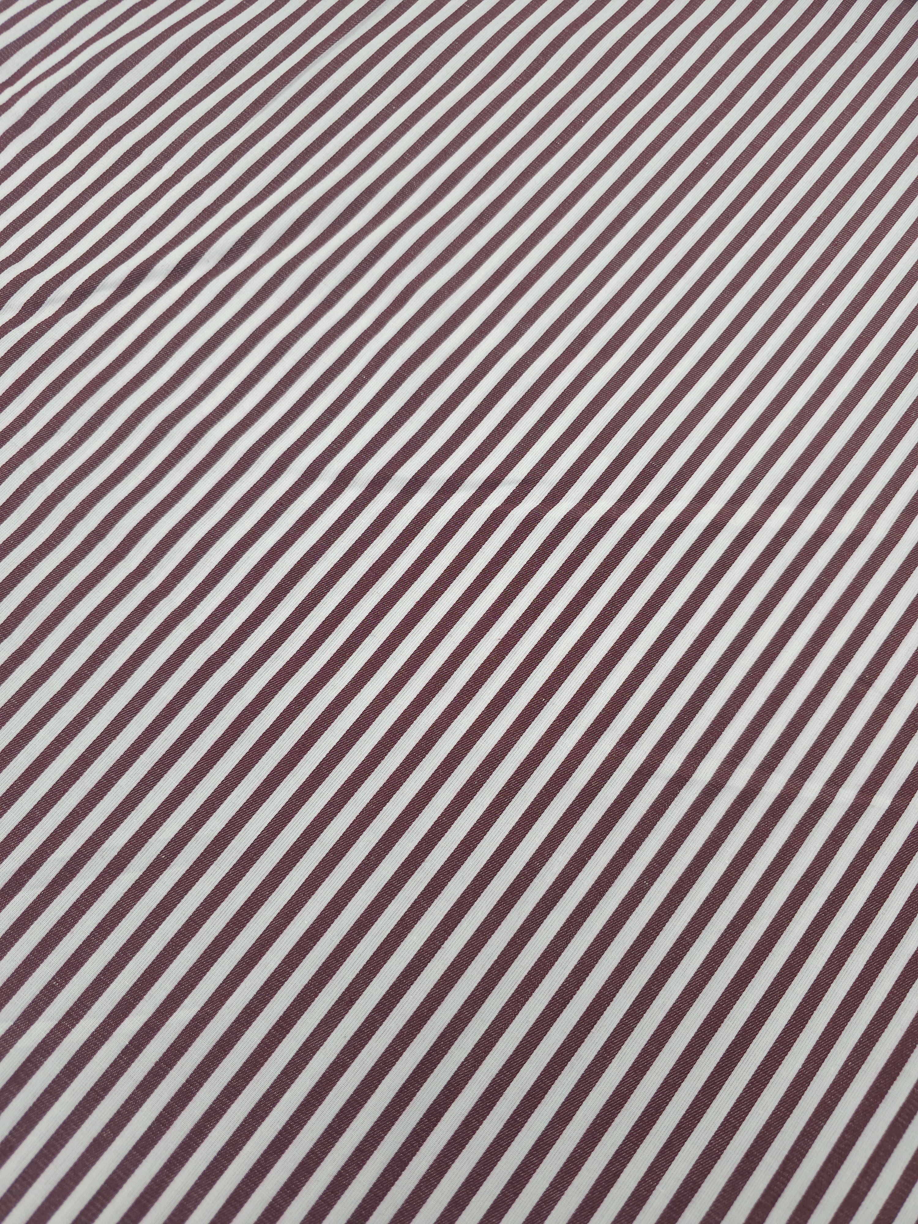 Burgundy White Stripe 100% Cotton