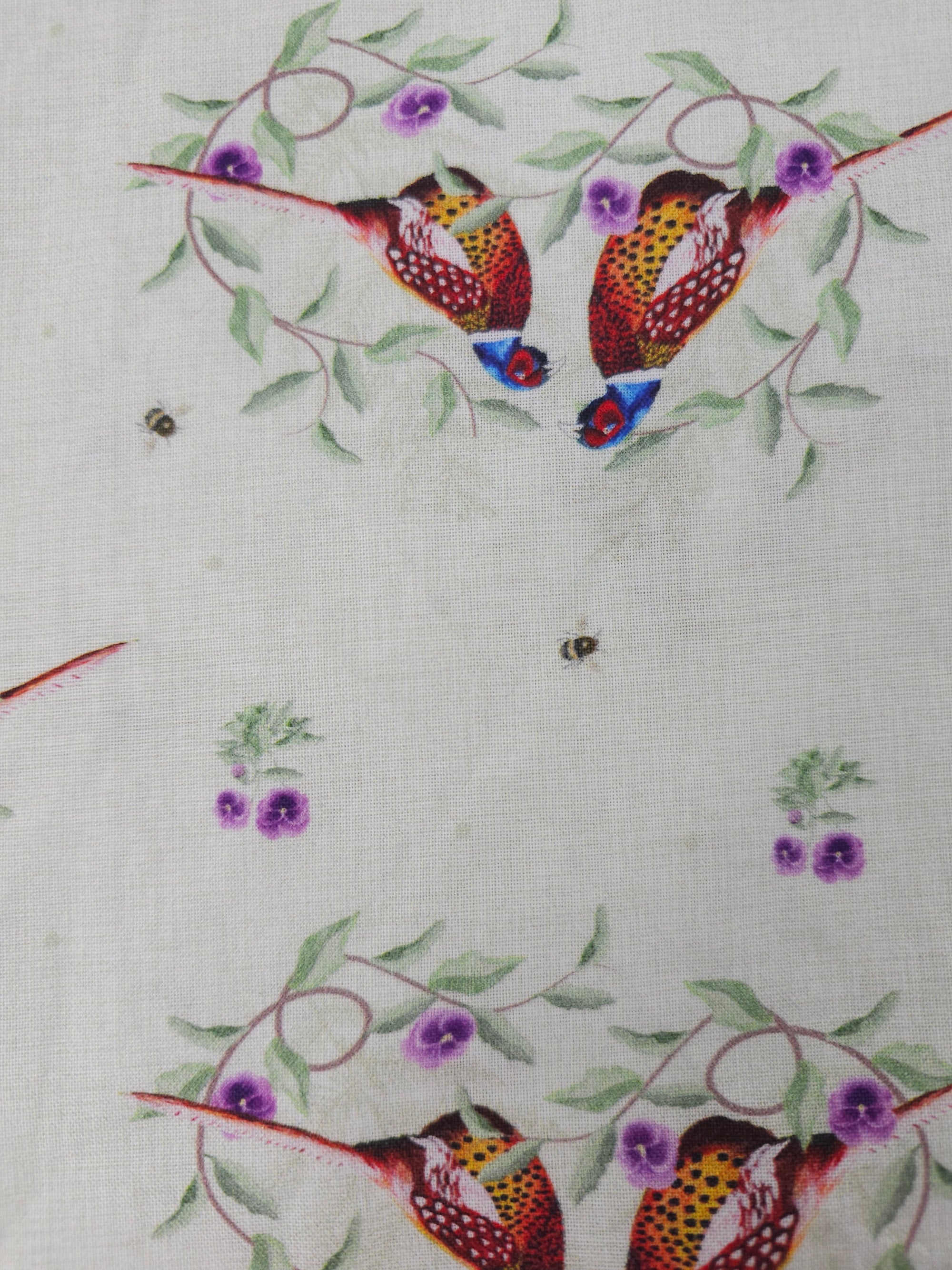 White Partridge Bird 100% Cotton