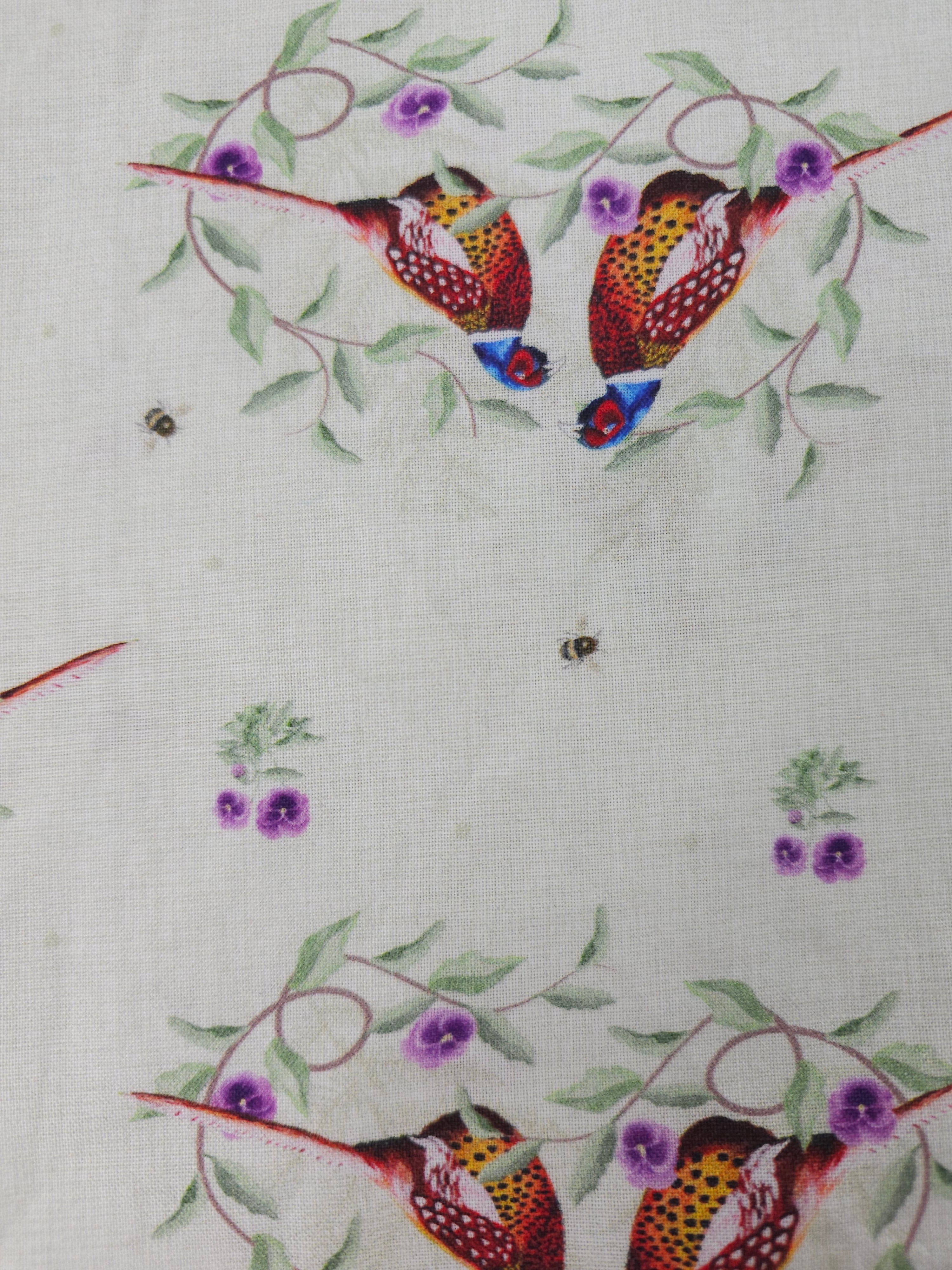 White Partridge Bird 100% Cotton