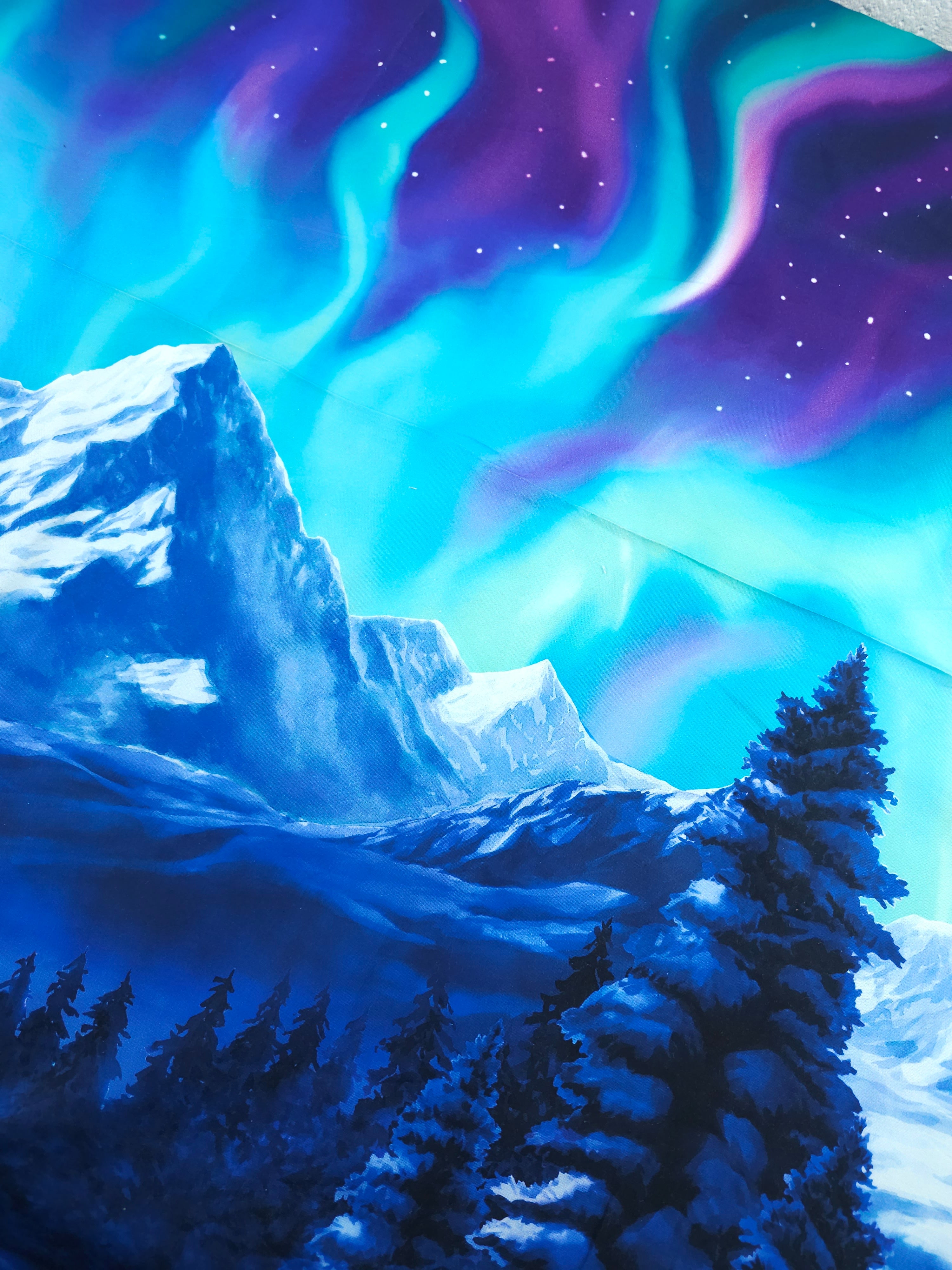 Snowfall Aurora Mountain Forest 100% Cotton - 60cm Panel