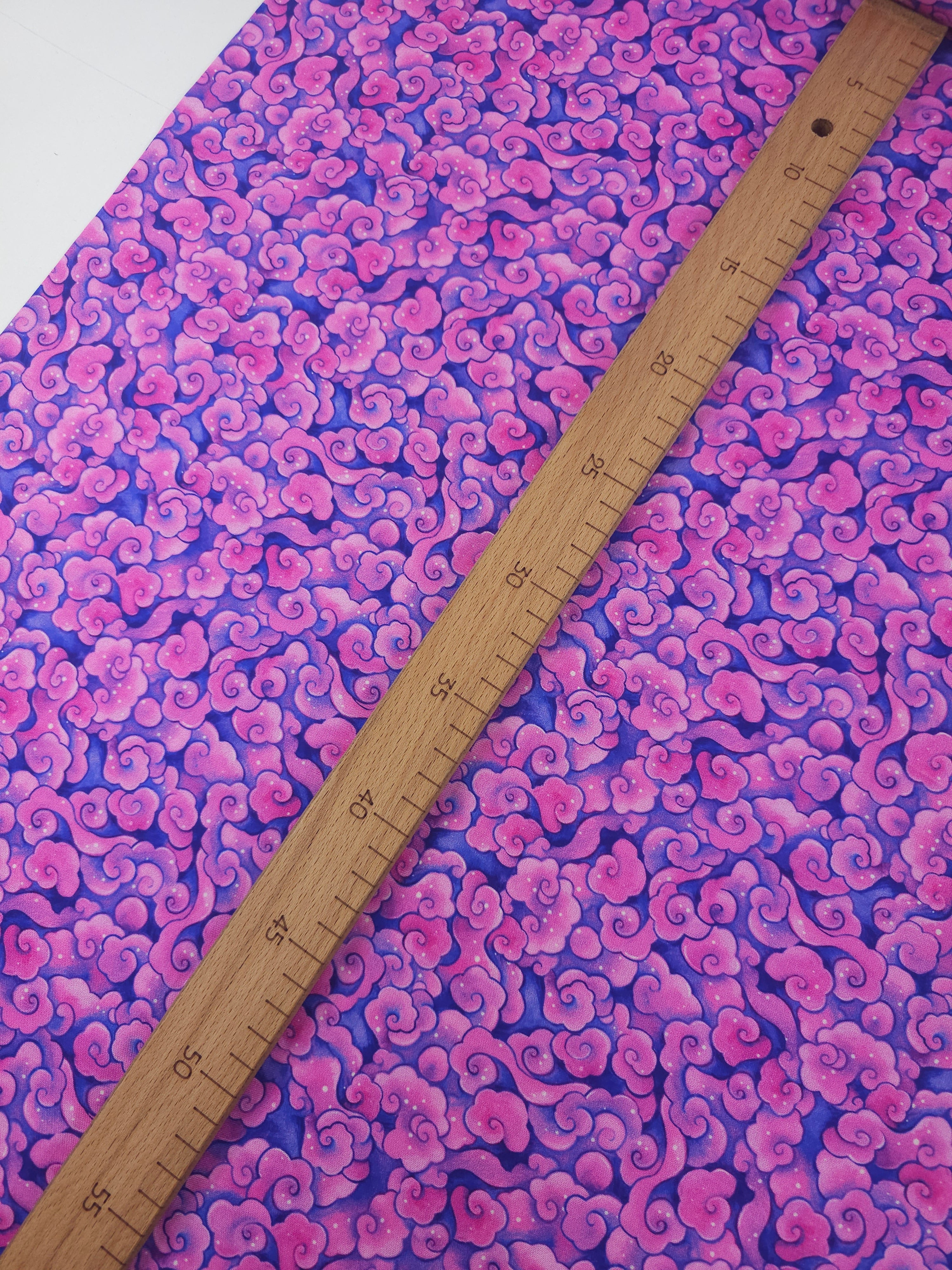 Pink/Periwinkle Cloud Floral 100% Cotton