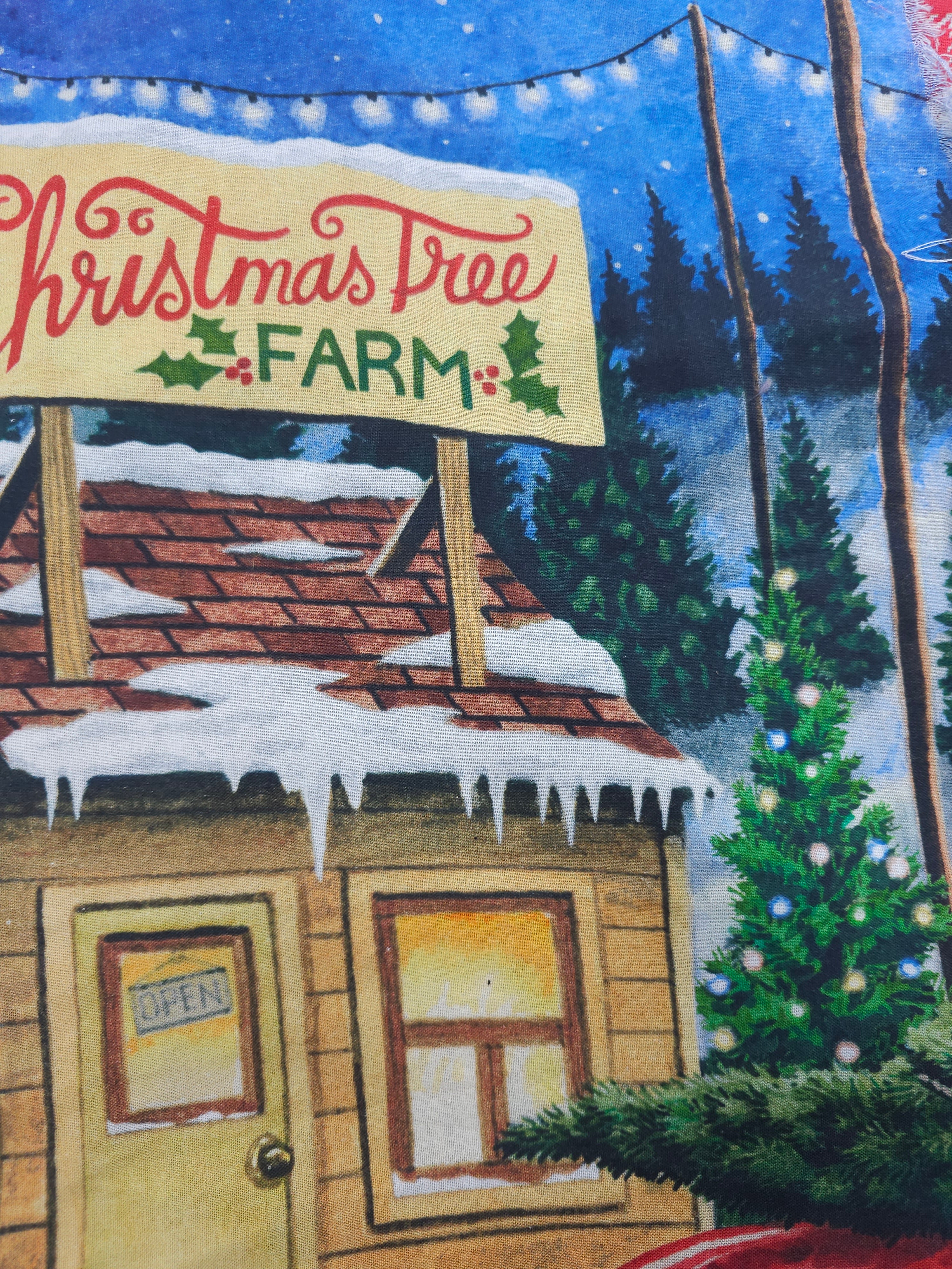Christmas tree farm Cotton panel- 2m piece