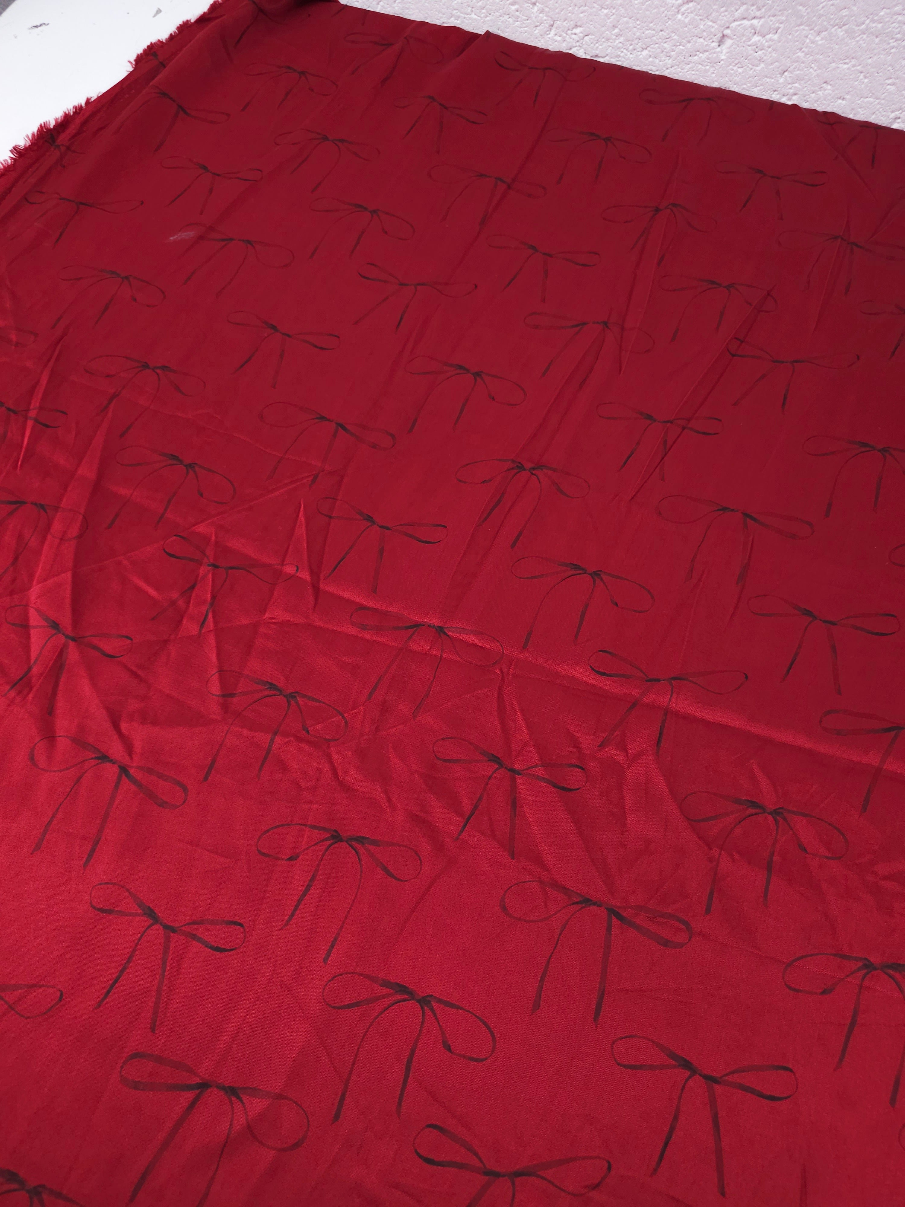 Deep Red Bow Flutter Viscose Satin