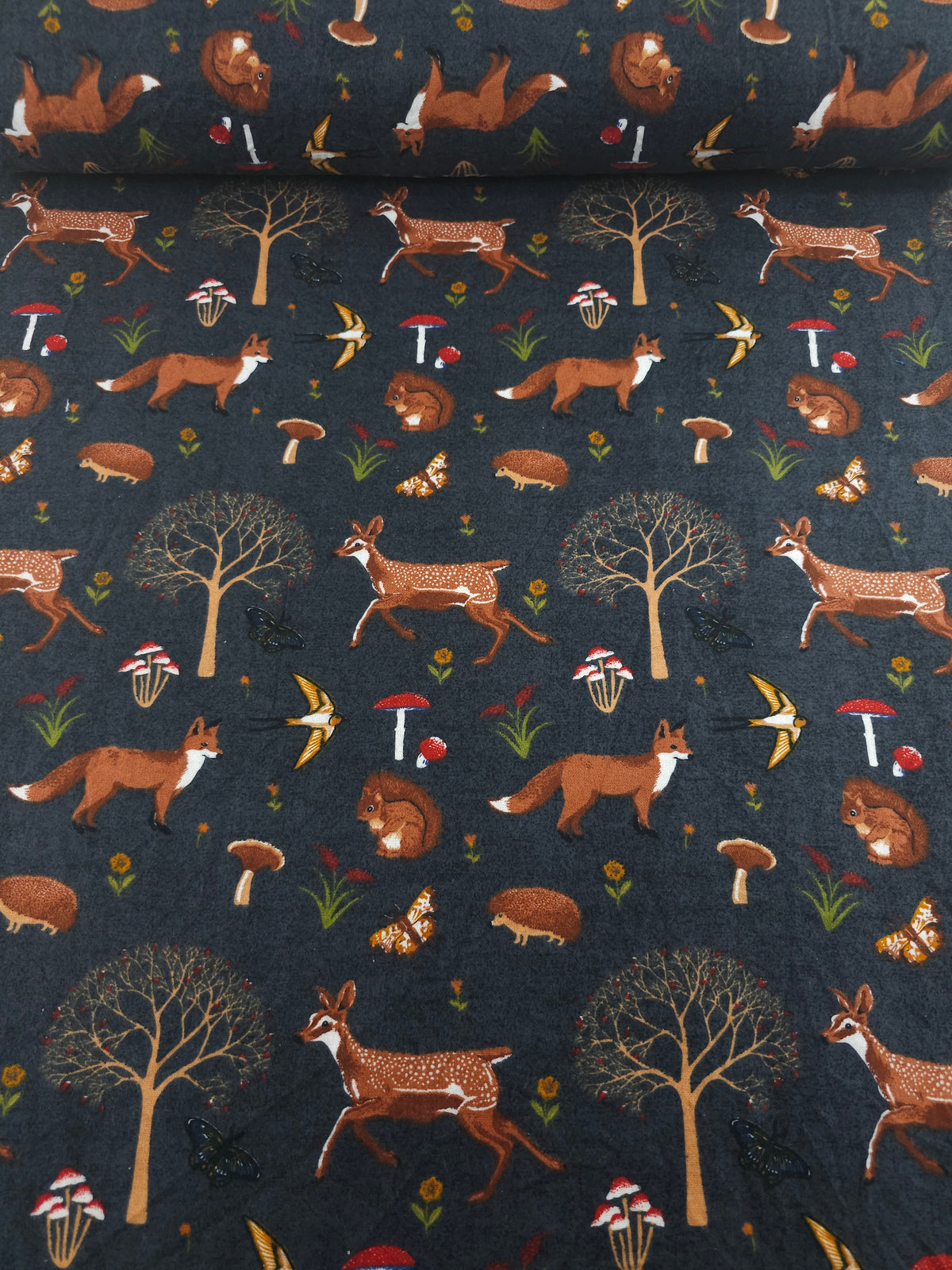 Woodland Animals Lightweight Flannel Cotton
