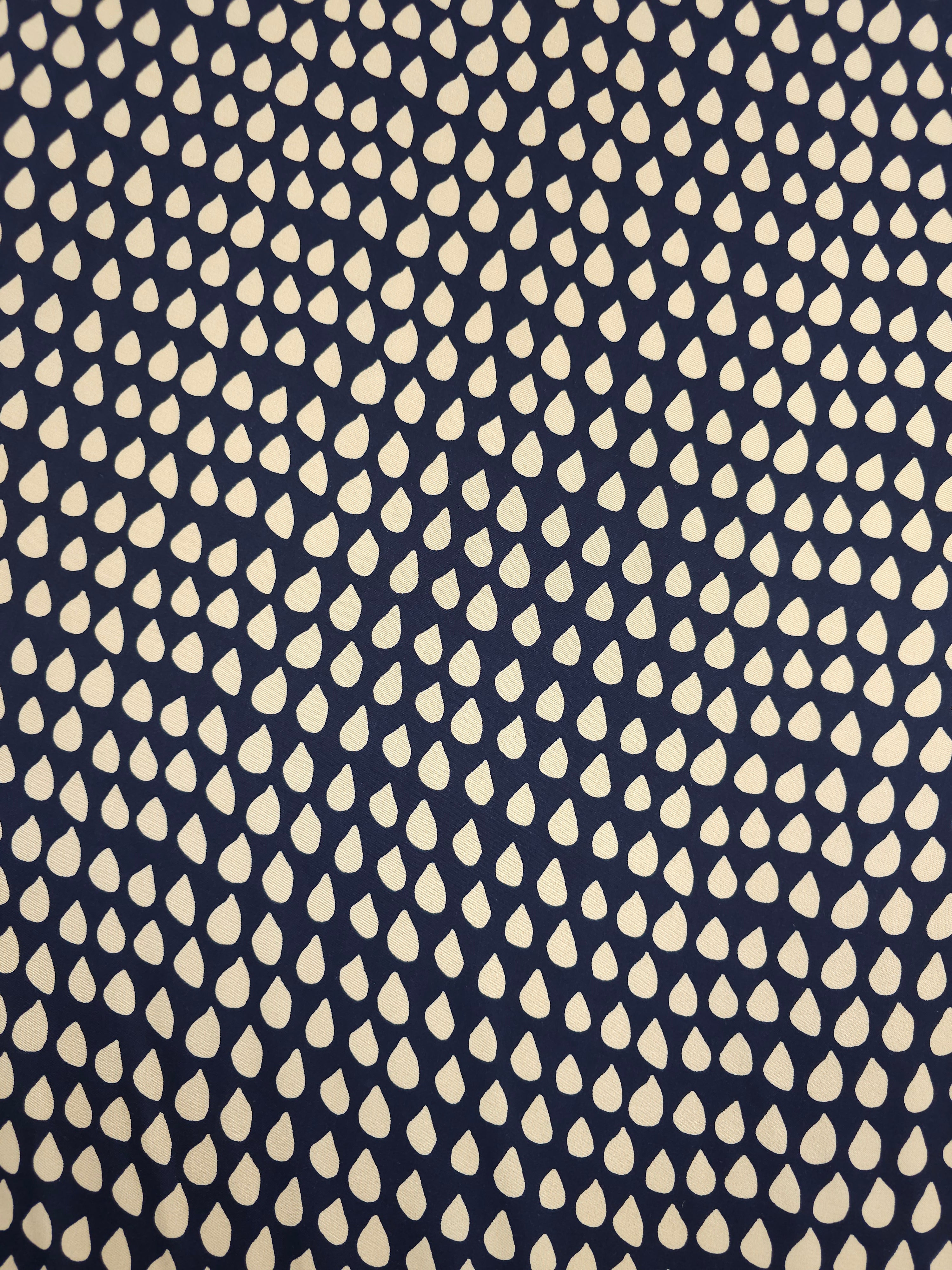 Navy/Beige Droplet Viscose Satin