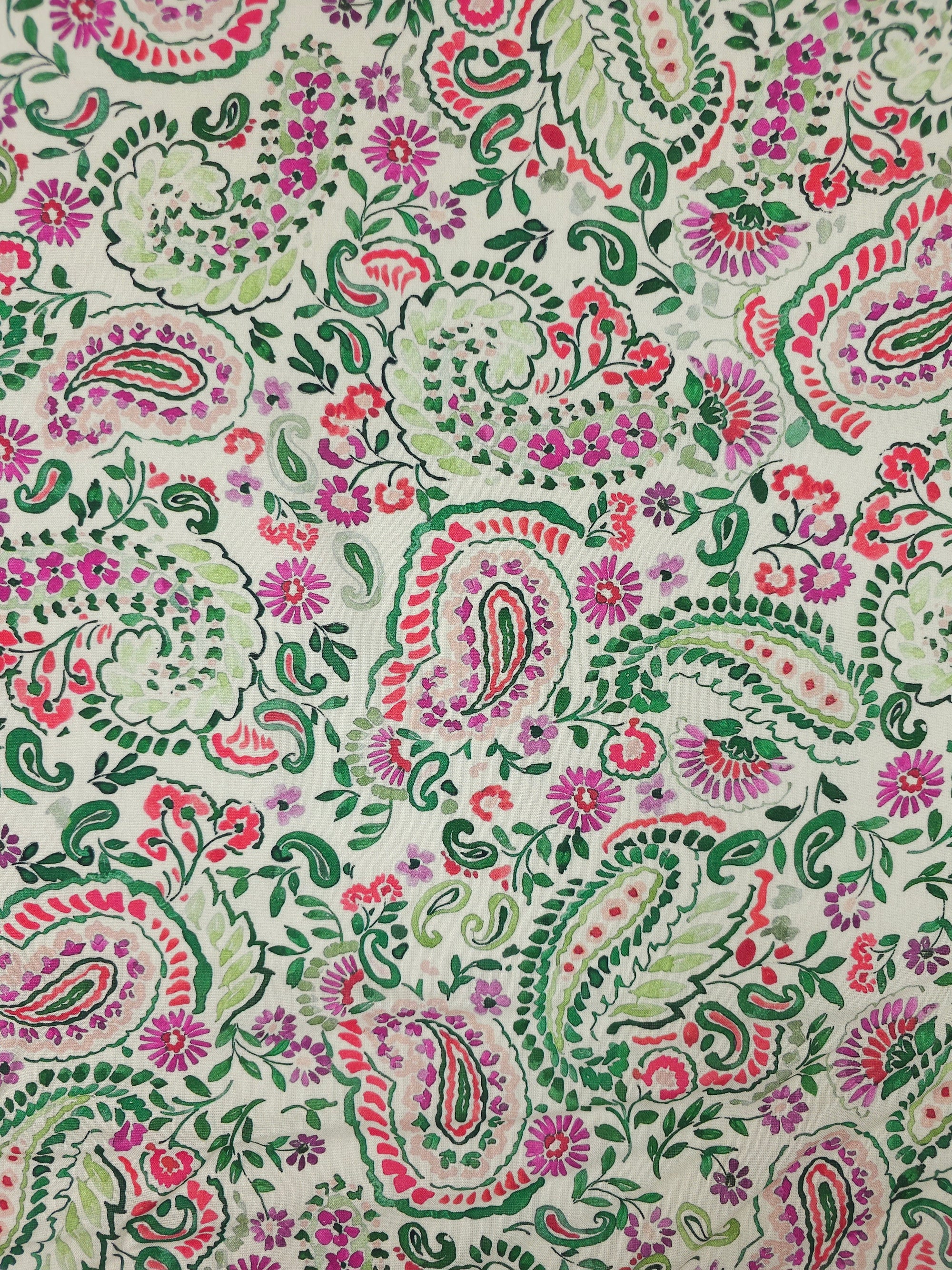Pink/Green Paisley Viscose Challis