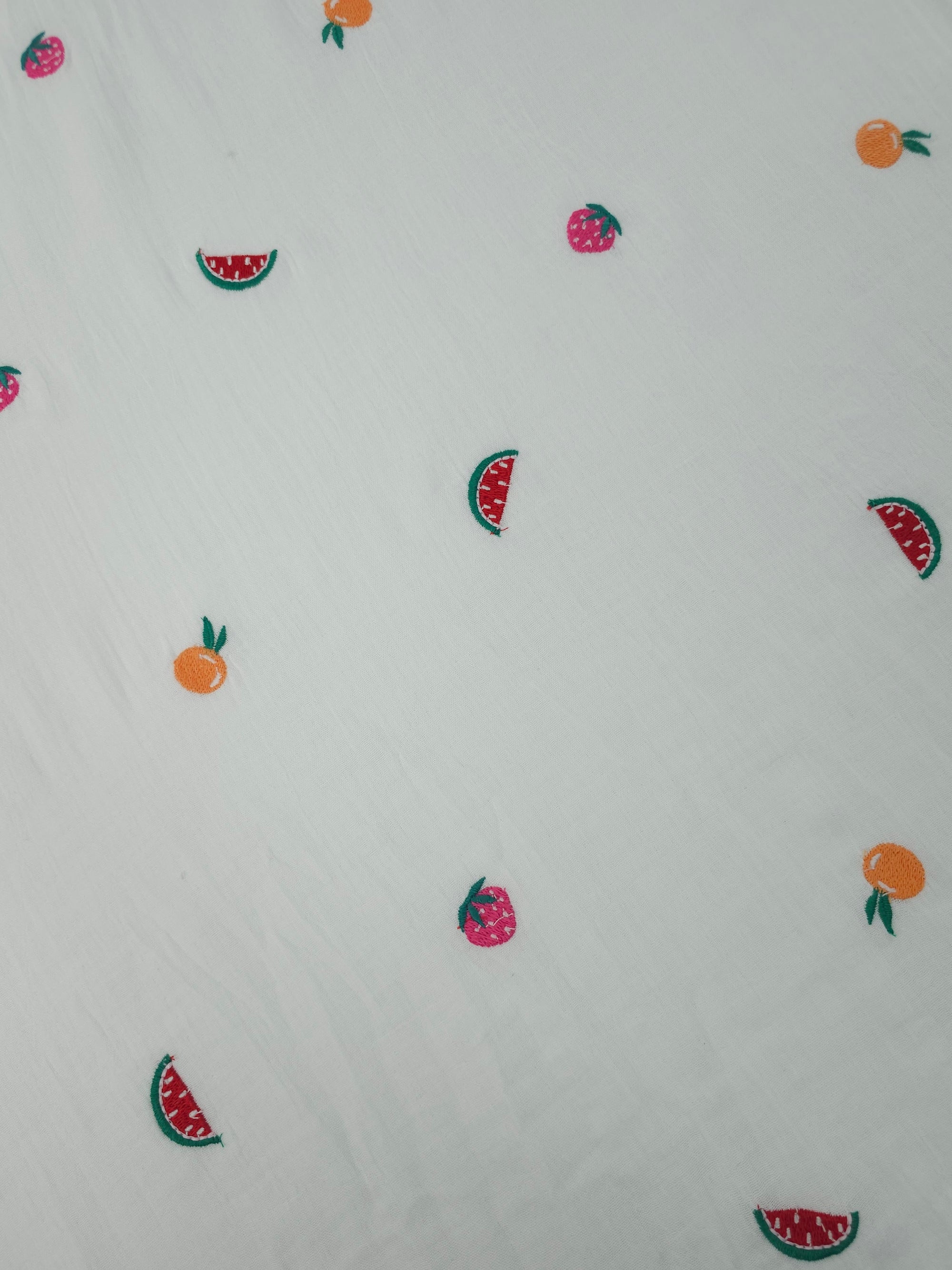 Summer Fruits Double Gauze Broderie Anglaise