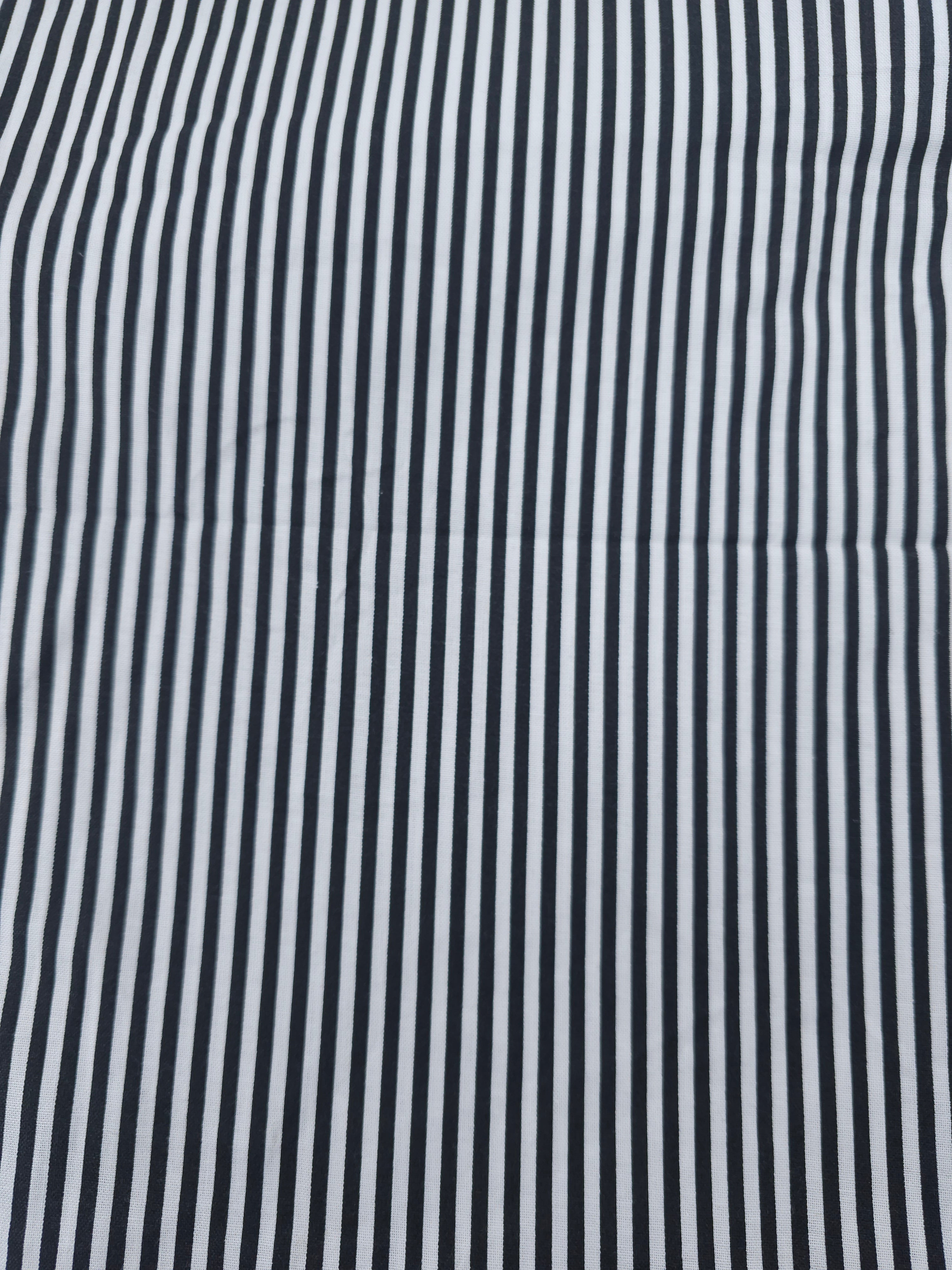 Black and white tiny stripe Cotton- 3m piece