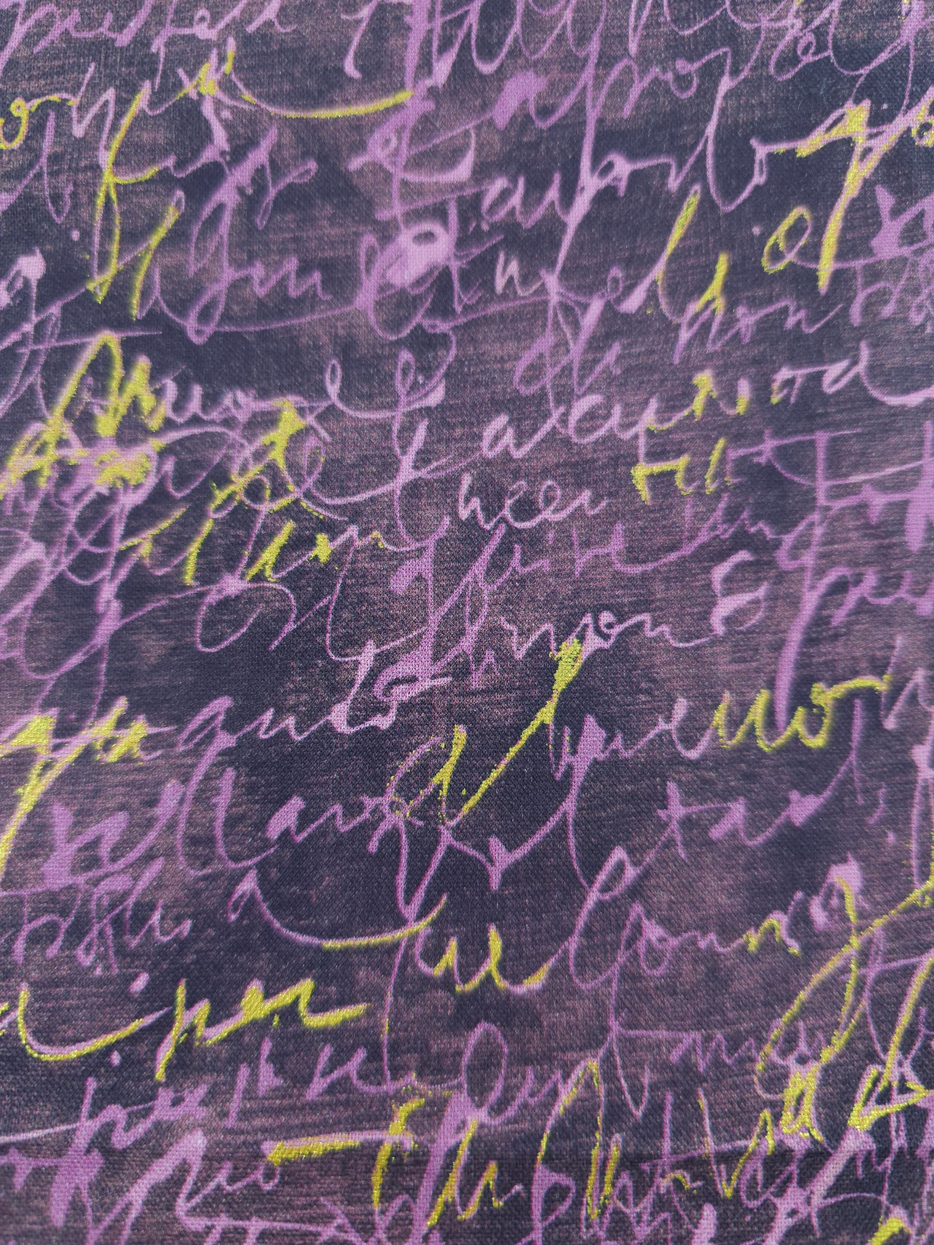 Purple golden writing Cotton- 1.7m piece