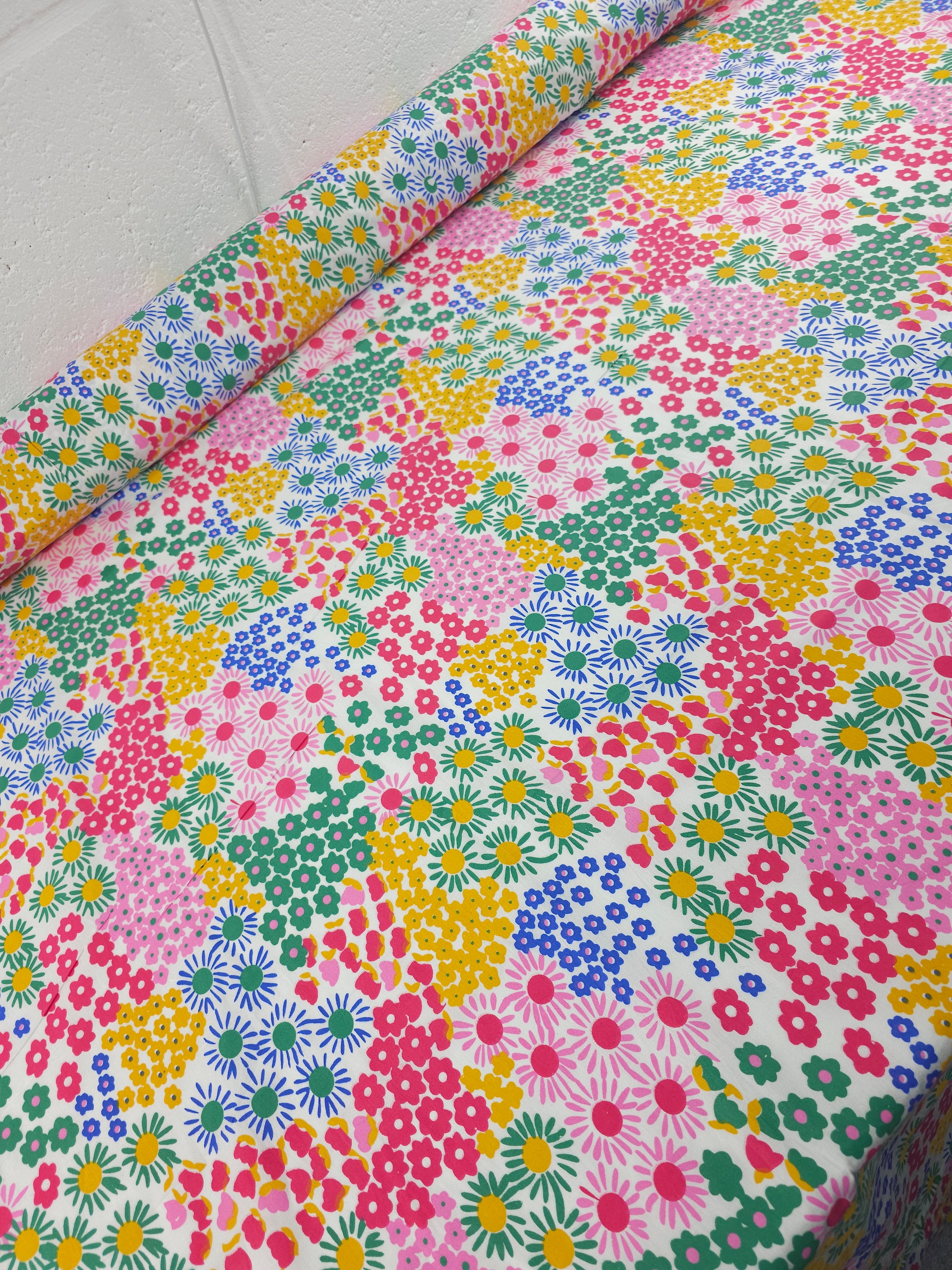 Multi Pop Floral Patch Cotton Poplin