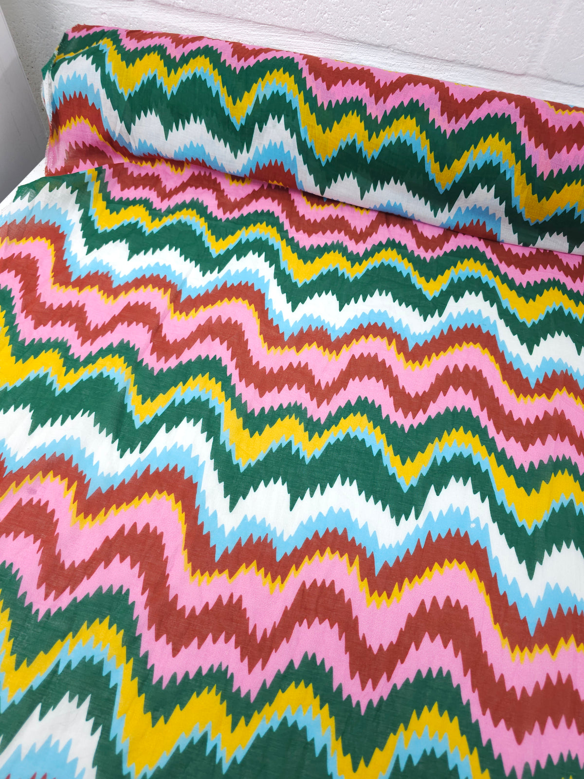 Curved Zigzag Wave Cotton Voile - John Lewis