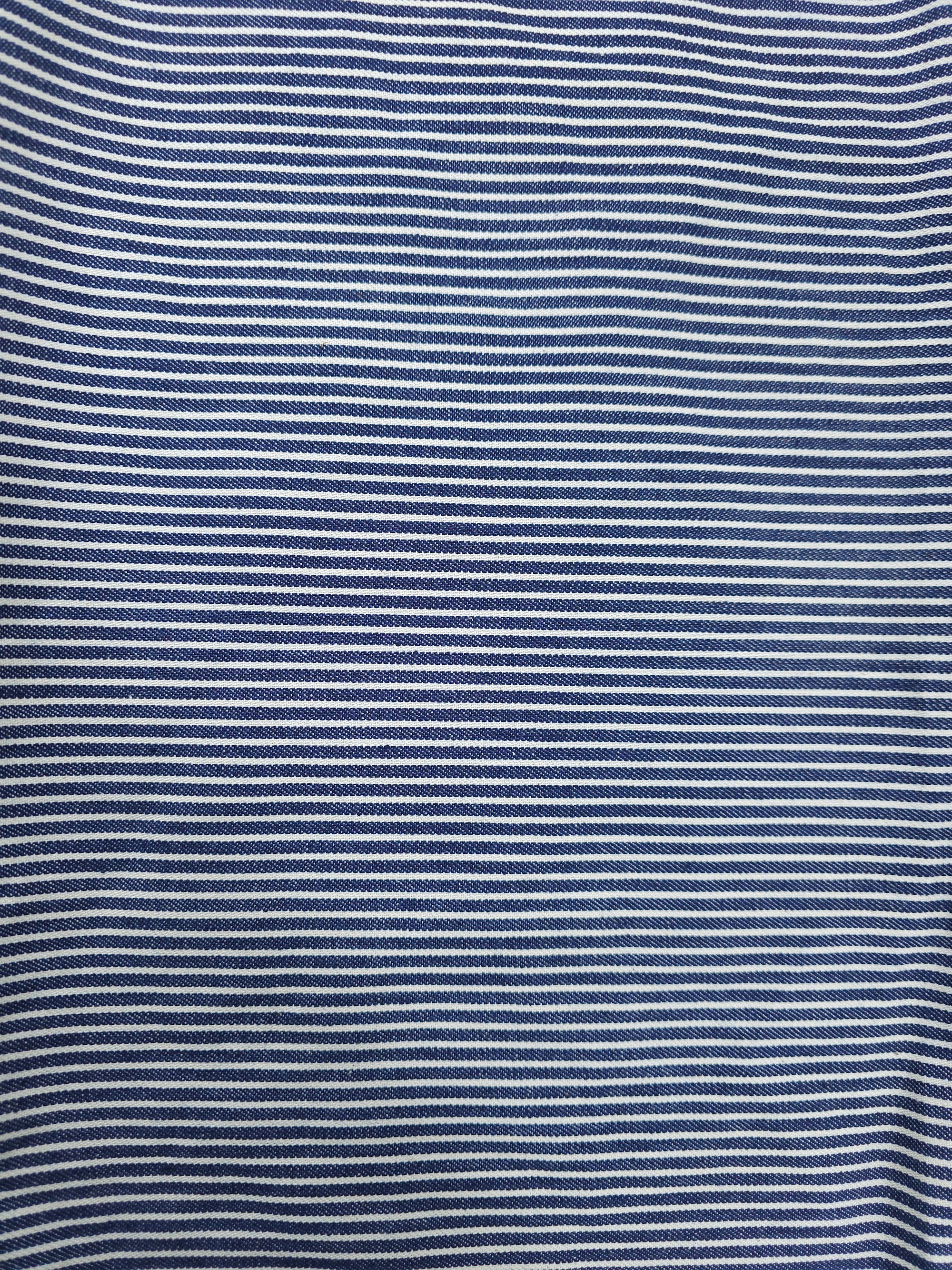 Blue/White Striped Cotton Twill (Defect) - 1m Piece