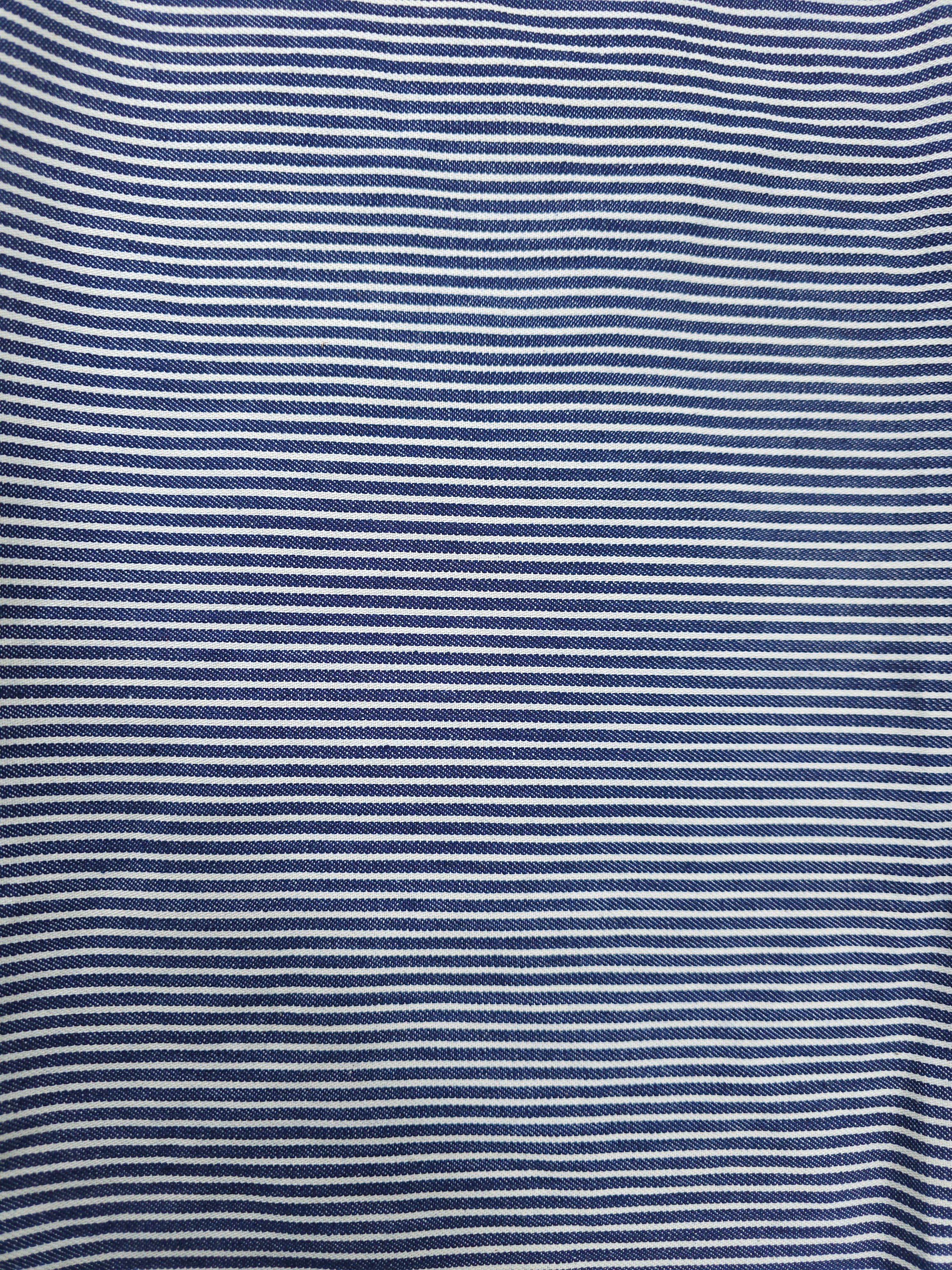 Blue/White Striped Cotton Twill (Defect) - 1m Piece