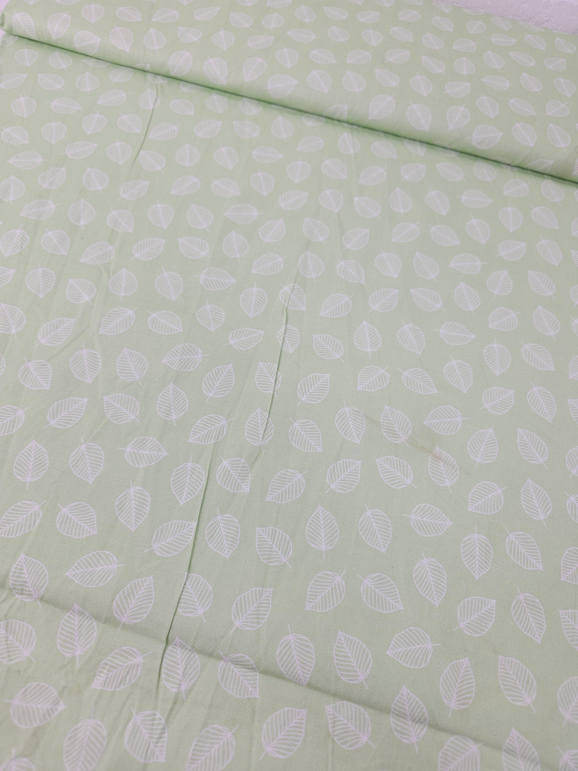 Pale Green Floating Leaf 100% Cotton