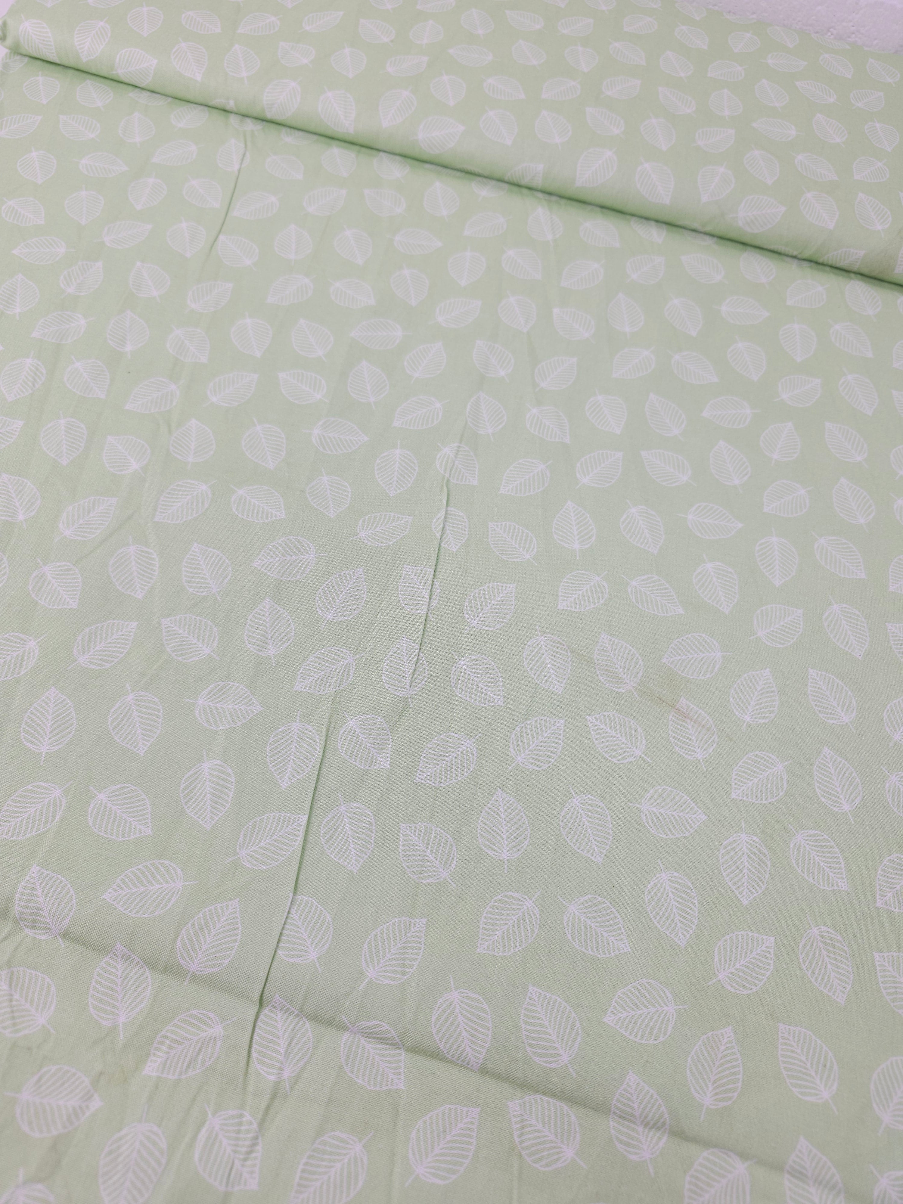 Pale Green Floating Leaf 100% Cotton