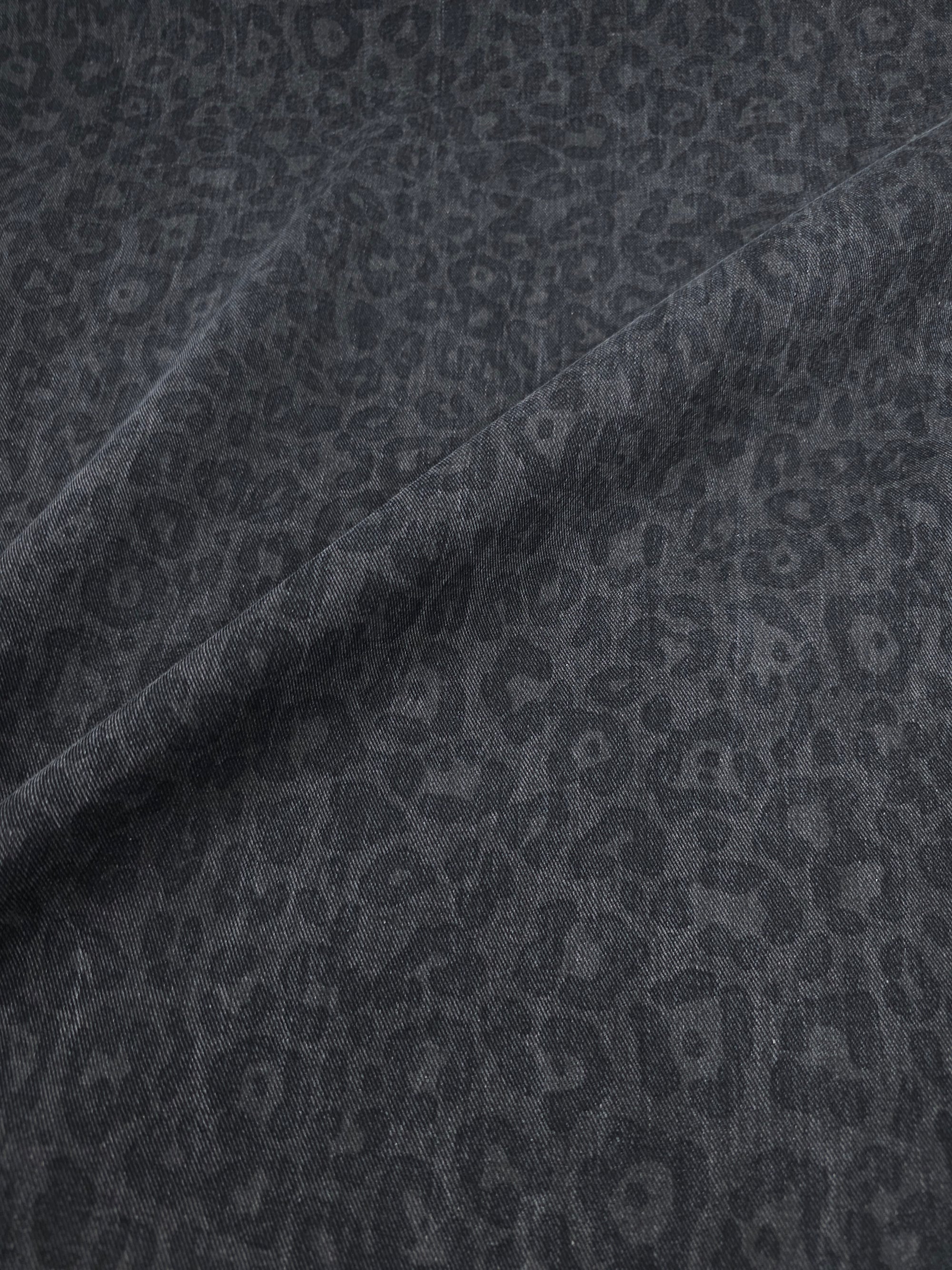 Taupe Washed Leopard Dressmaking Denim