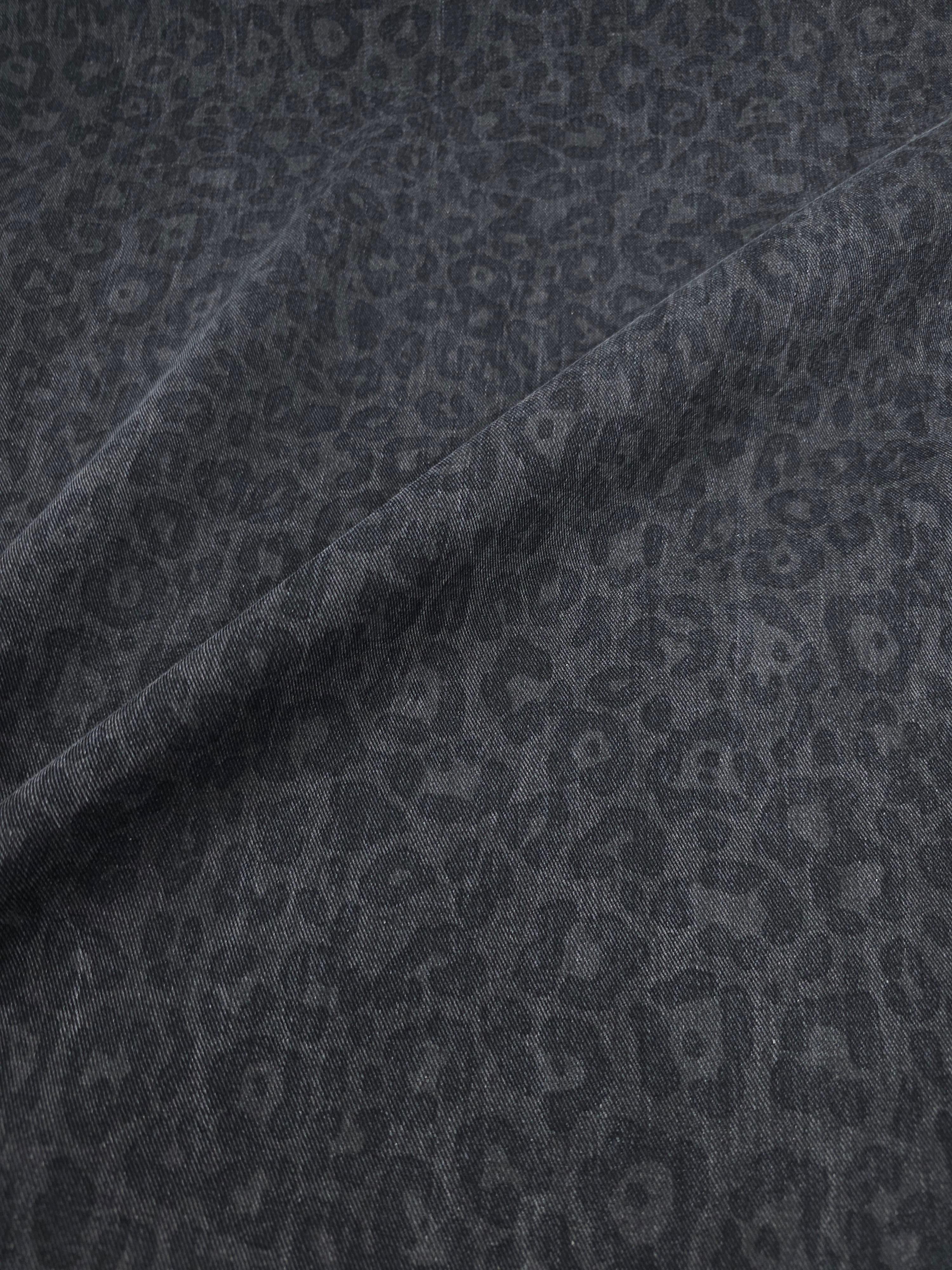 Taupe Washed Leopard Dressmaking Denim