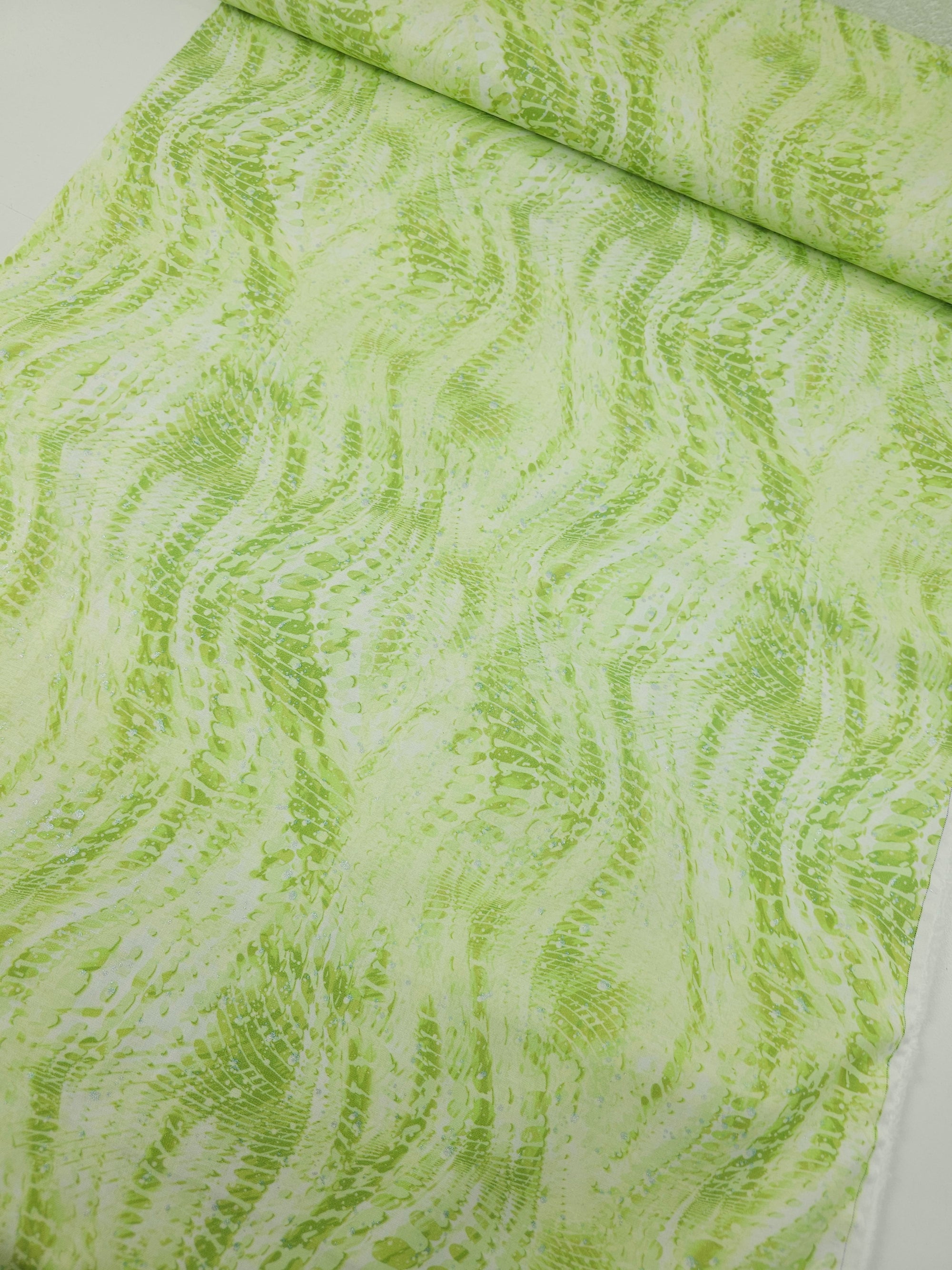 Lime/Silver Speckle Snakeskin Wonder 100% Cotton - Benartex
