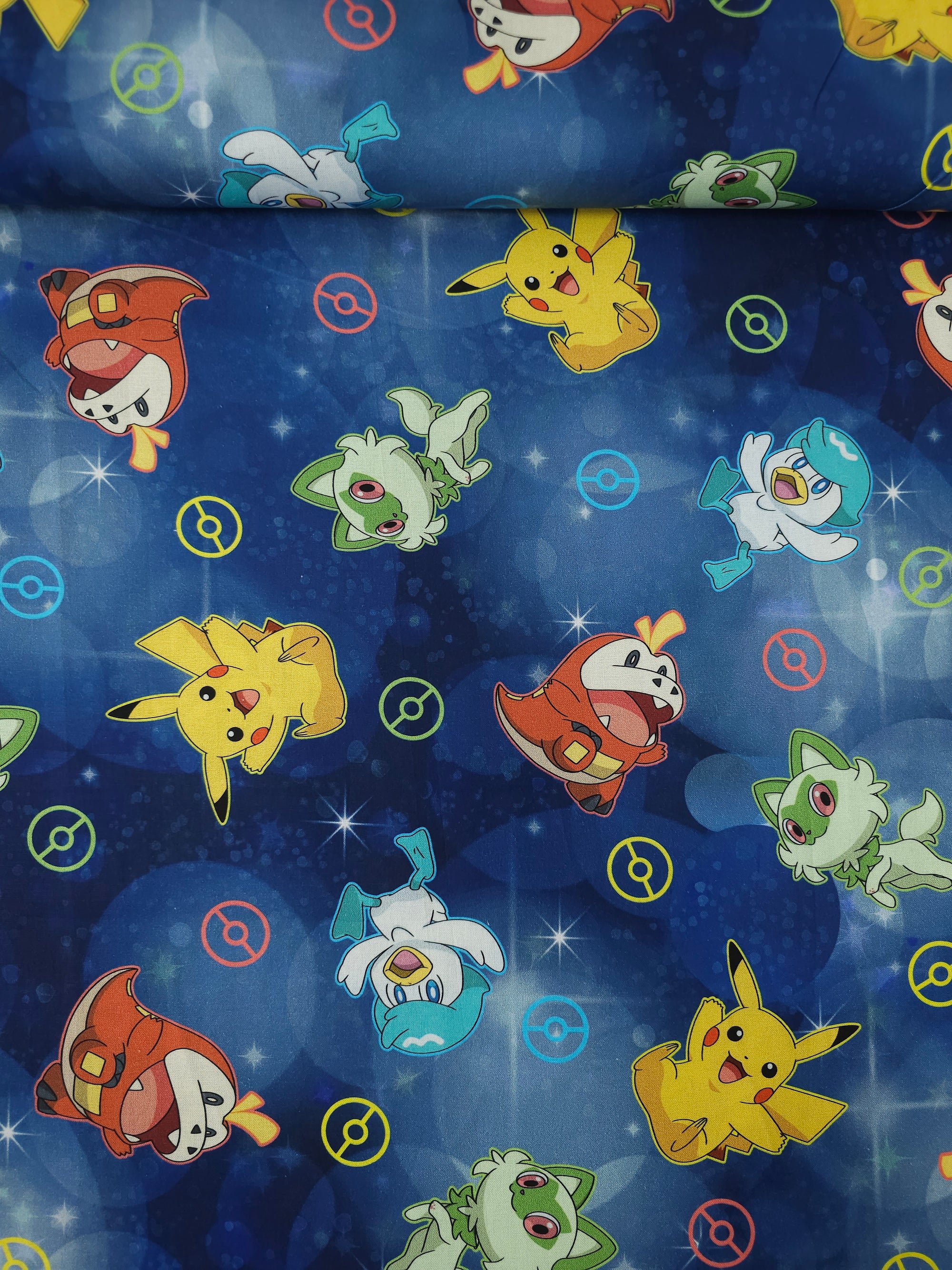 Hale Blue P*O*K*E*M*O*N Characters 100% Cotton - Robert Kaufman